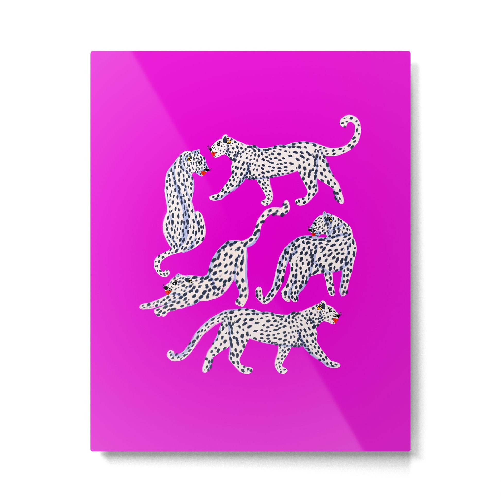 Abstract white leopards with red lips Metal Print | TeksDecor
