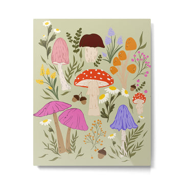 Colourful mushrooms, flowers and berries illustration  Metal Print | TeksDecor