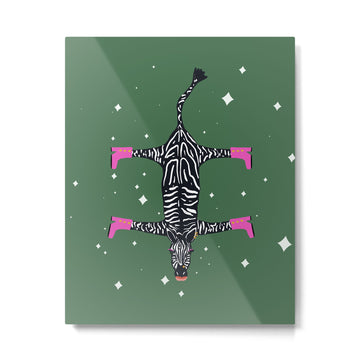Cool zebras with fuchsia pink shoes and red lips illustration  Metal Print | TeksDecor