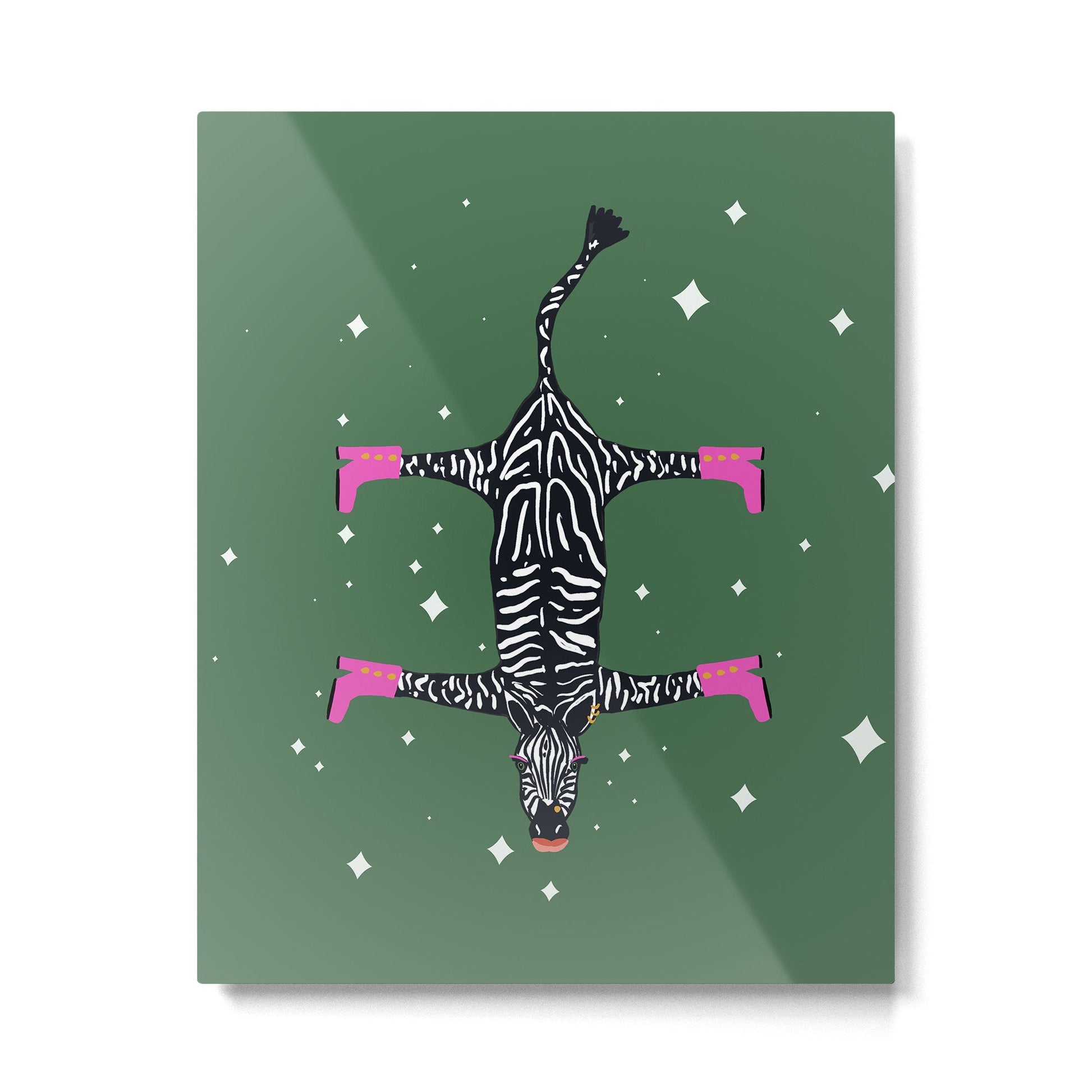 Cool zebras with fuchsia pink shoes and red lips illustration  Metal Print | TeksDecor