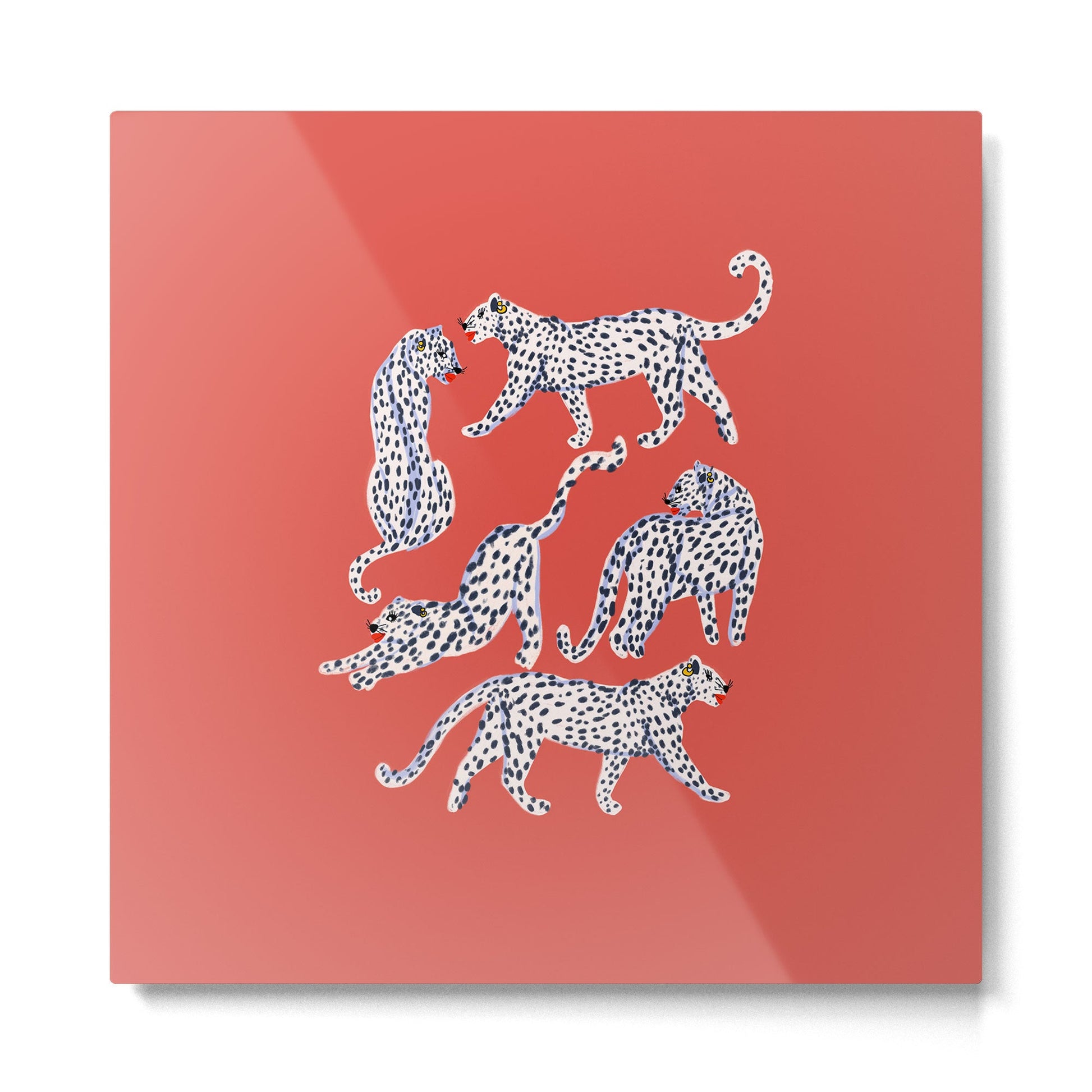 Fashionable white leopards  Metal Print | TeksDecor