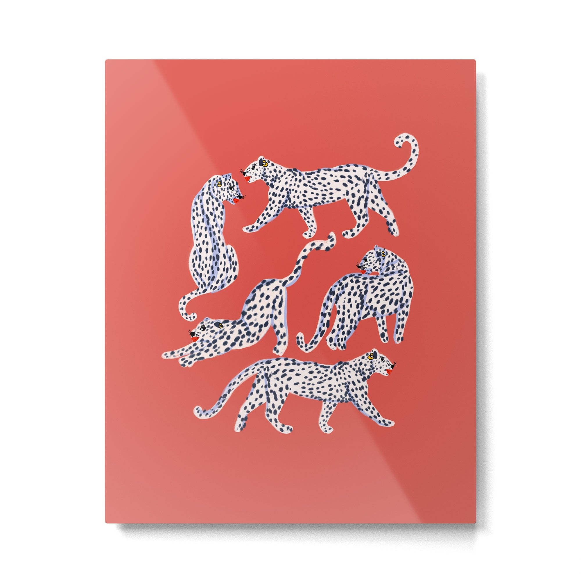 Fashionable white leopards  Metal Print | TeksDecor