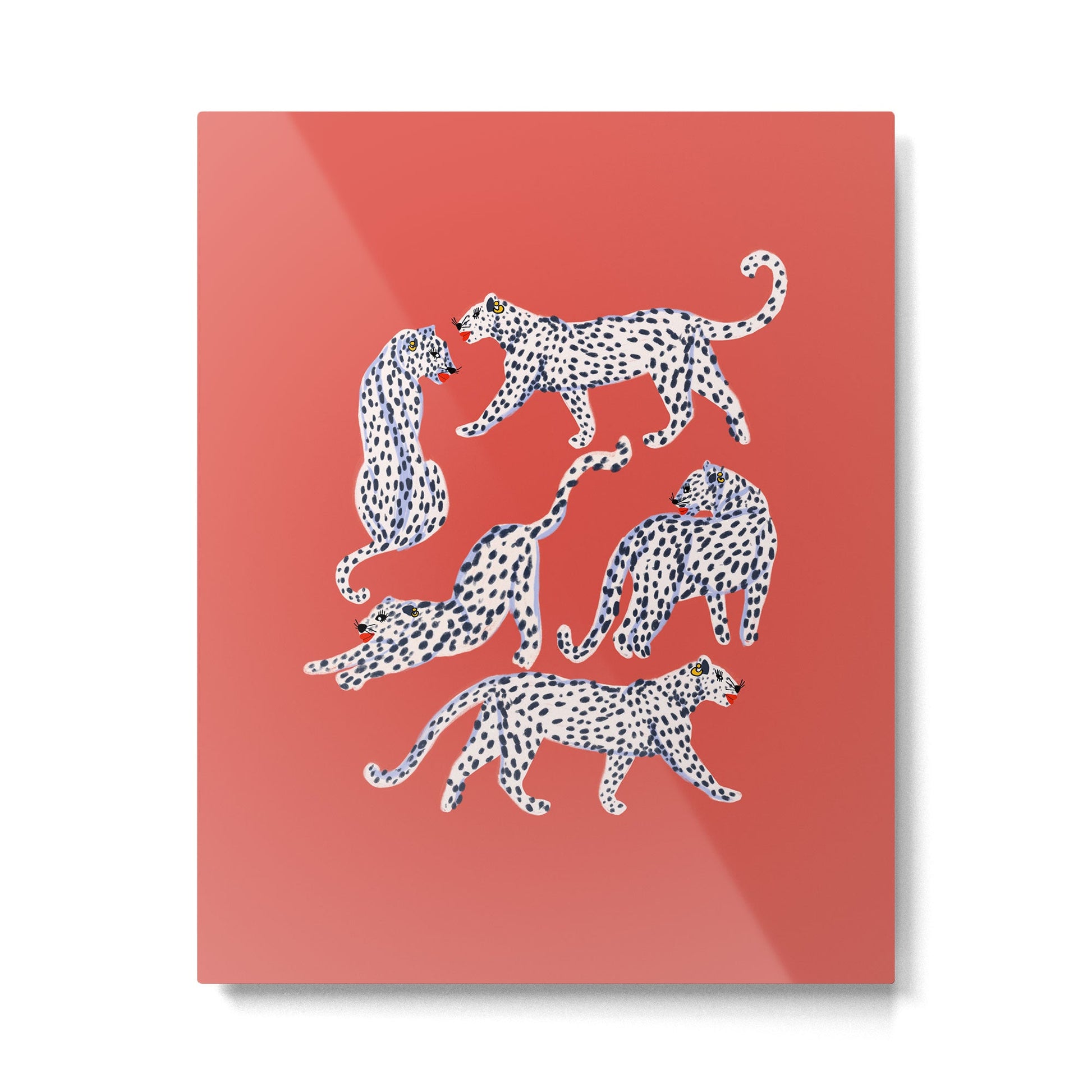 Fashionable white leopards  Metal Print | TeksDecor