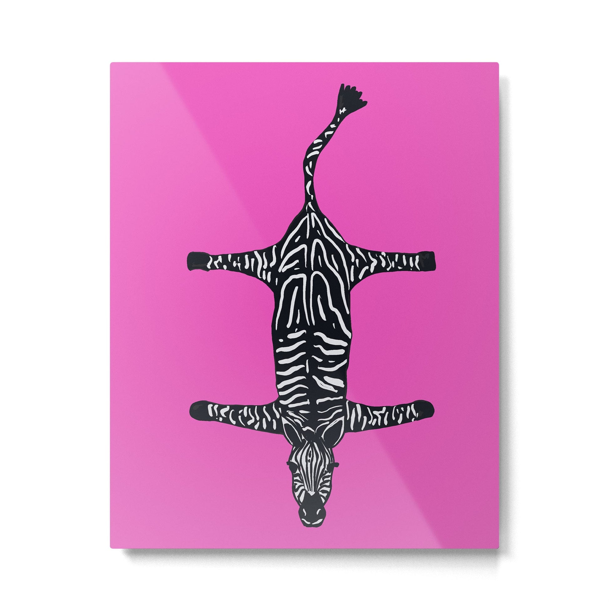 Modern abstract minimalistic zebras illustration in fuchsia pink background  Metal Print | TeksDecor