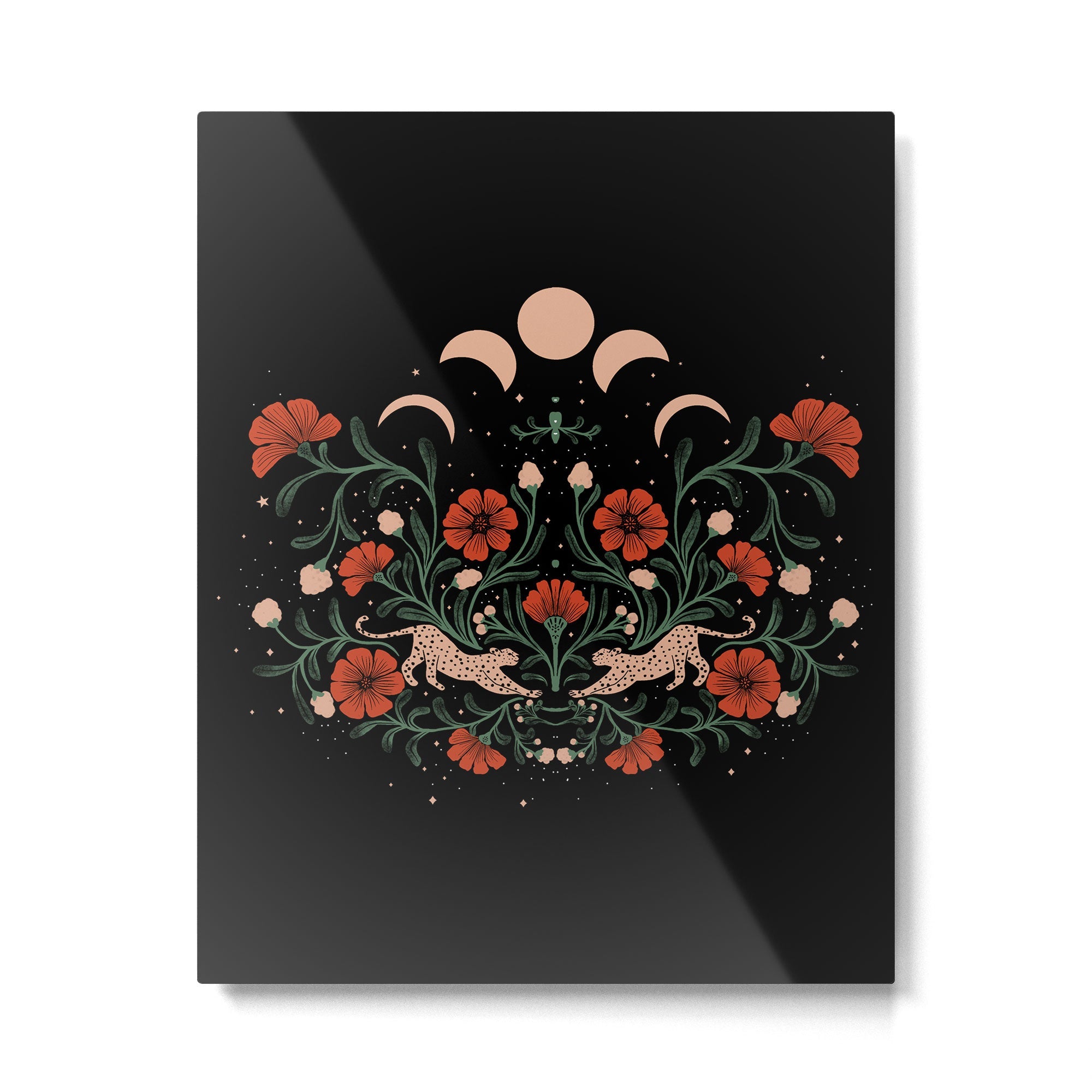 Modern tigers with red poppies Metal Print | TeksDecor