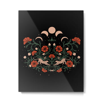 Modern tigers with red poppies Metal Print | TeksDecor