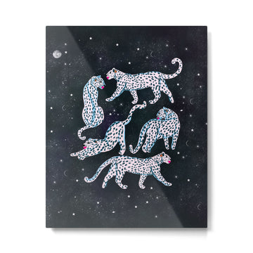 White leopards in space  Metal Print | TeksDecor