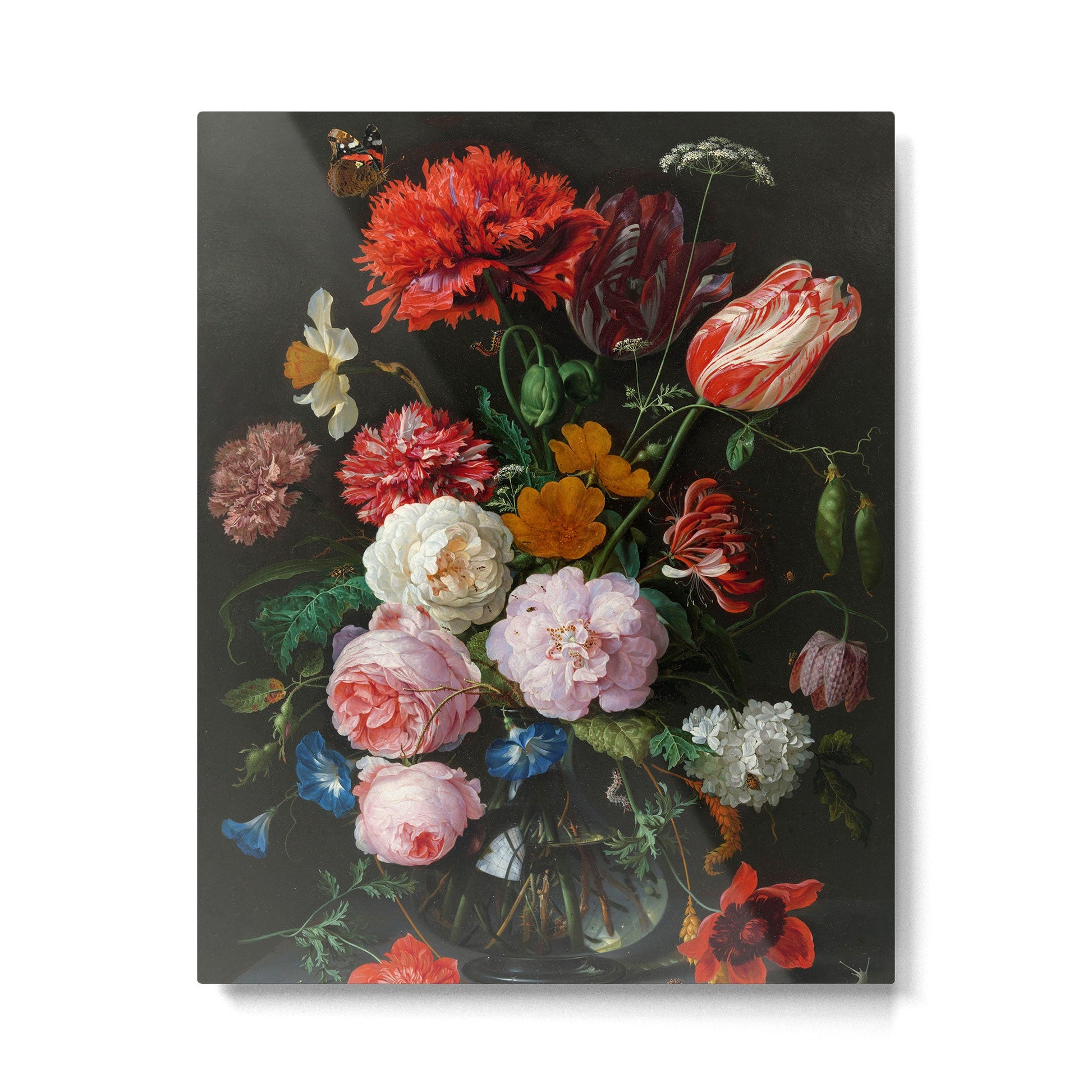 Jan Davidsz. de Heem "Still Life with Flowers in a Glass Vase" Metal Print | TeksDecor