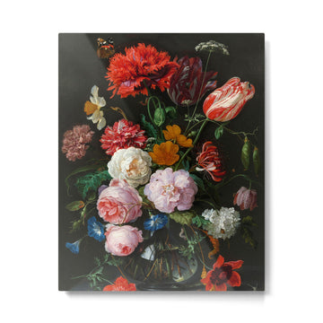 Jan Davidsz. de Heem "Still Life with Flowers in a Glass Vase" Metal Print | TeksDecor