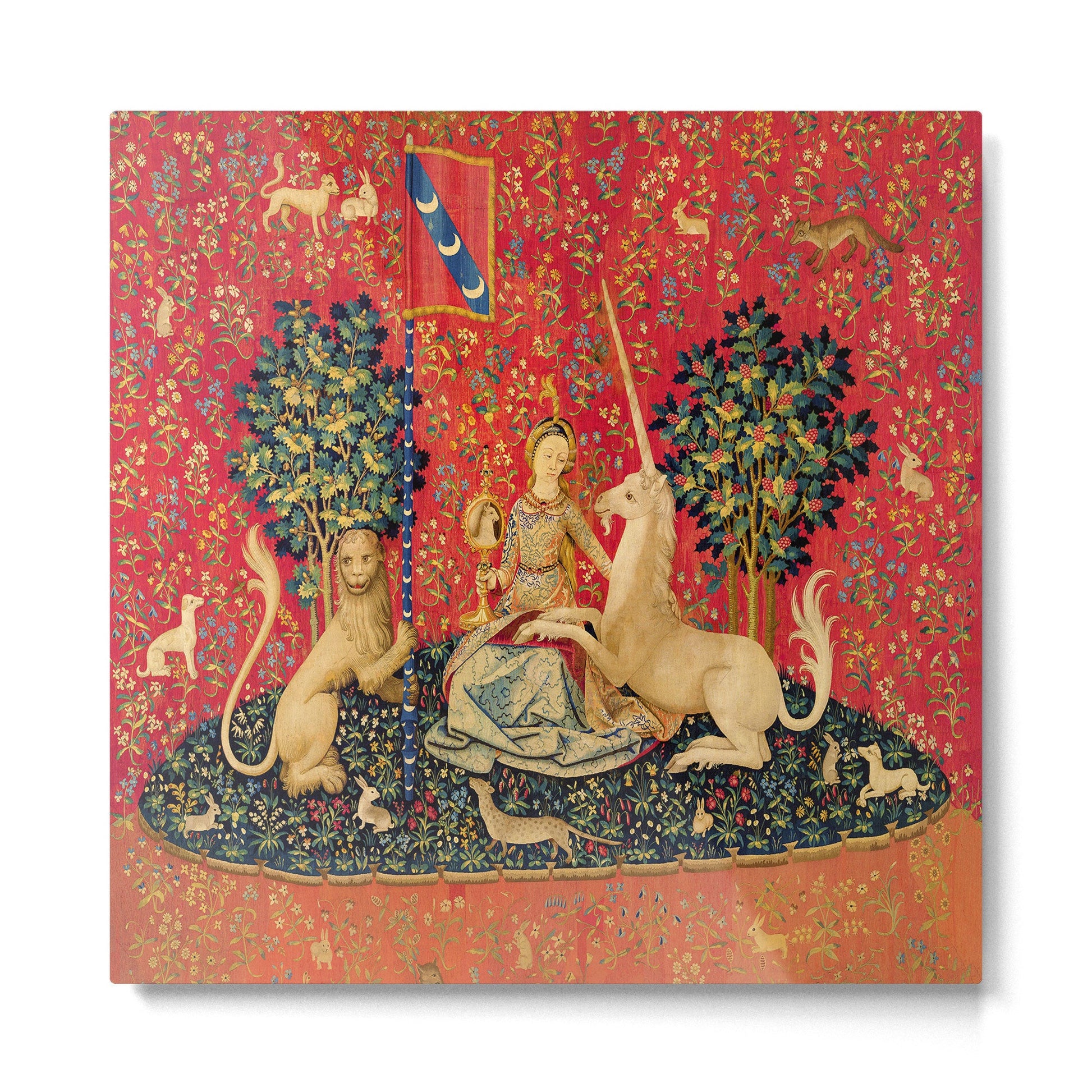 Lady and the Unicorn - Sight Metal Print | TeksDecor