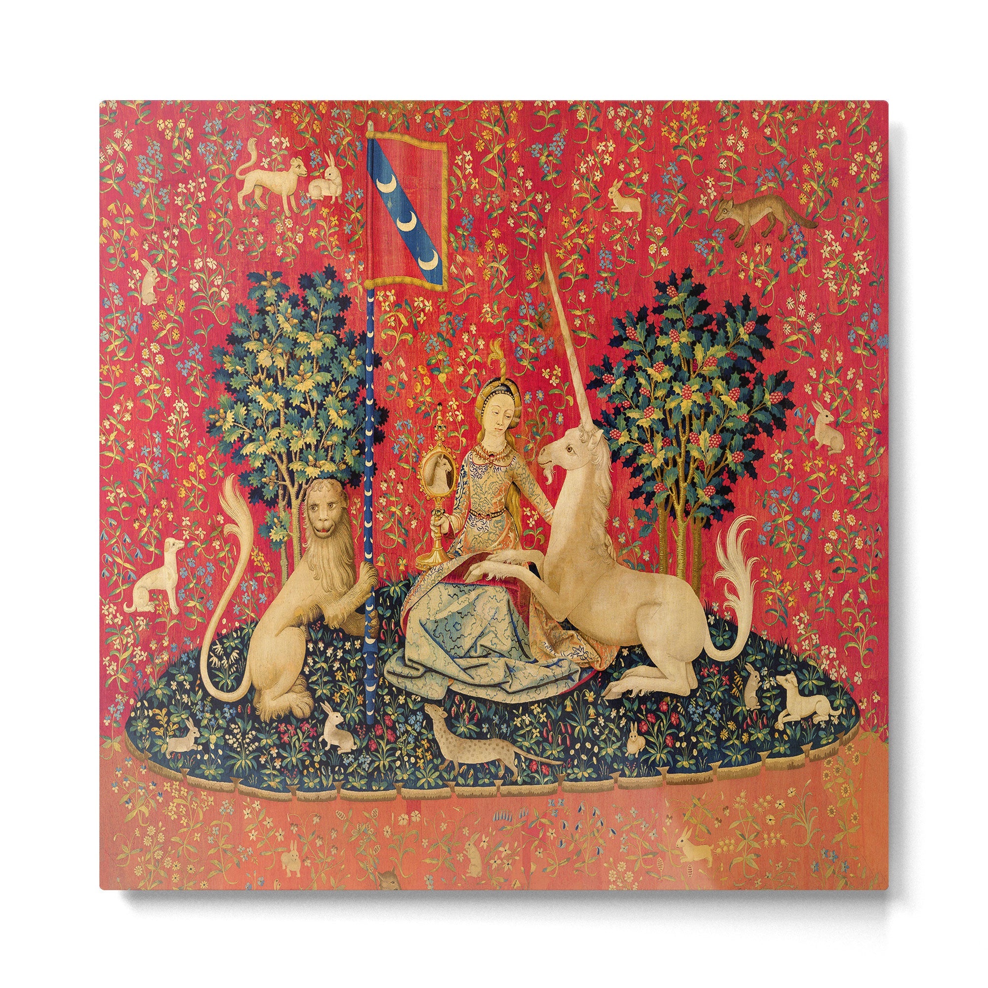 Lady and the Unicorn - Sight Metal Print | TeksDecor