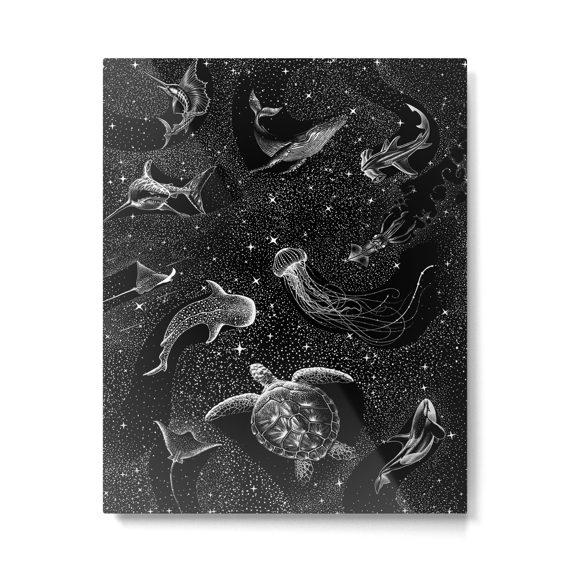 Cosmic Ocean (Black Version) Metal Print | TeksDecor