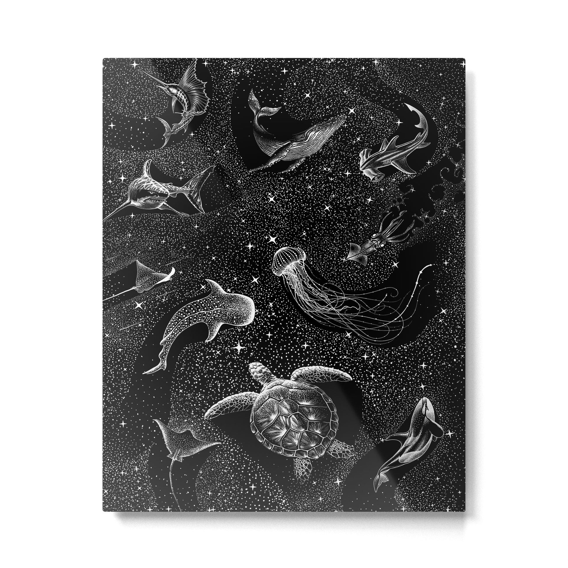Cosmic Ocean (Black Version) Metal Print | TeksDecor