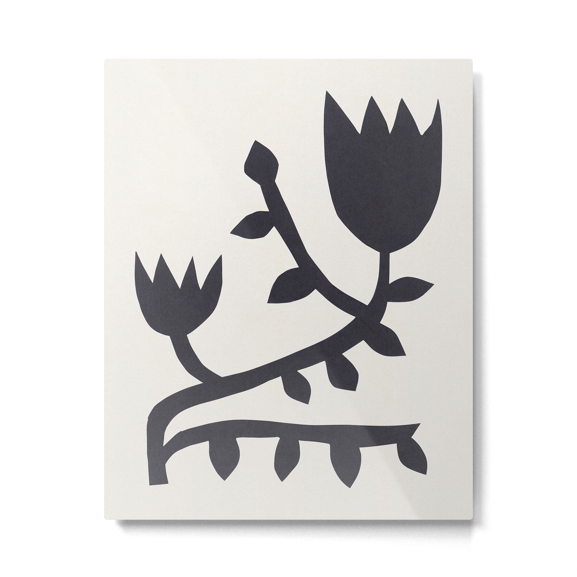 Black branch with two flowers - 5/5 Metal Print | TeksDecor