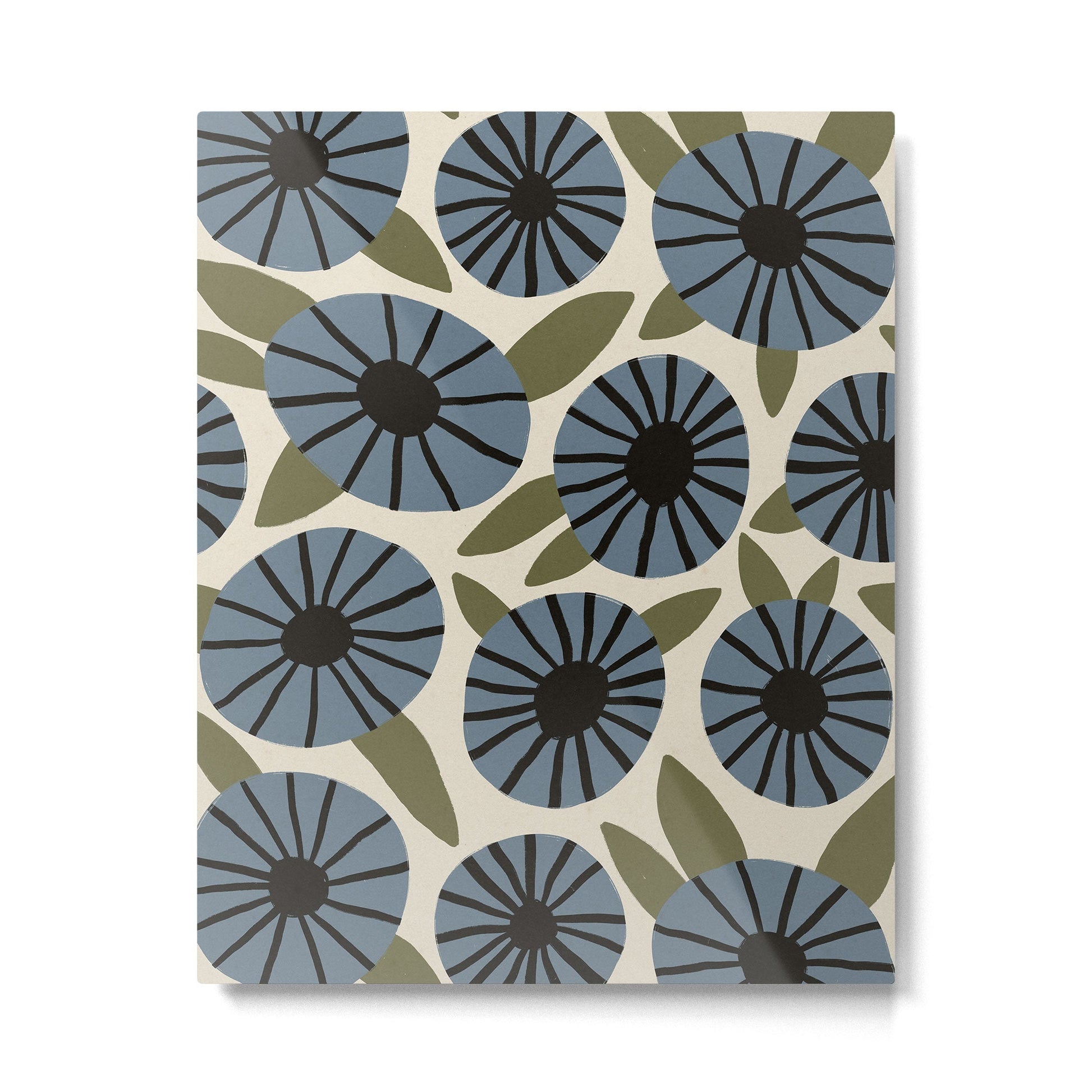 Floral Pattern / Slate Blue & Green Metal Print | TeksDecor