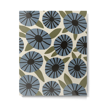 Floral Pattern / Slate Blue & Green Metal Print | TeksDecor