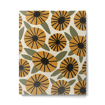 Floral Pattern / Turmeric Yellow & Green Metal Print | TeksDecor