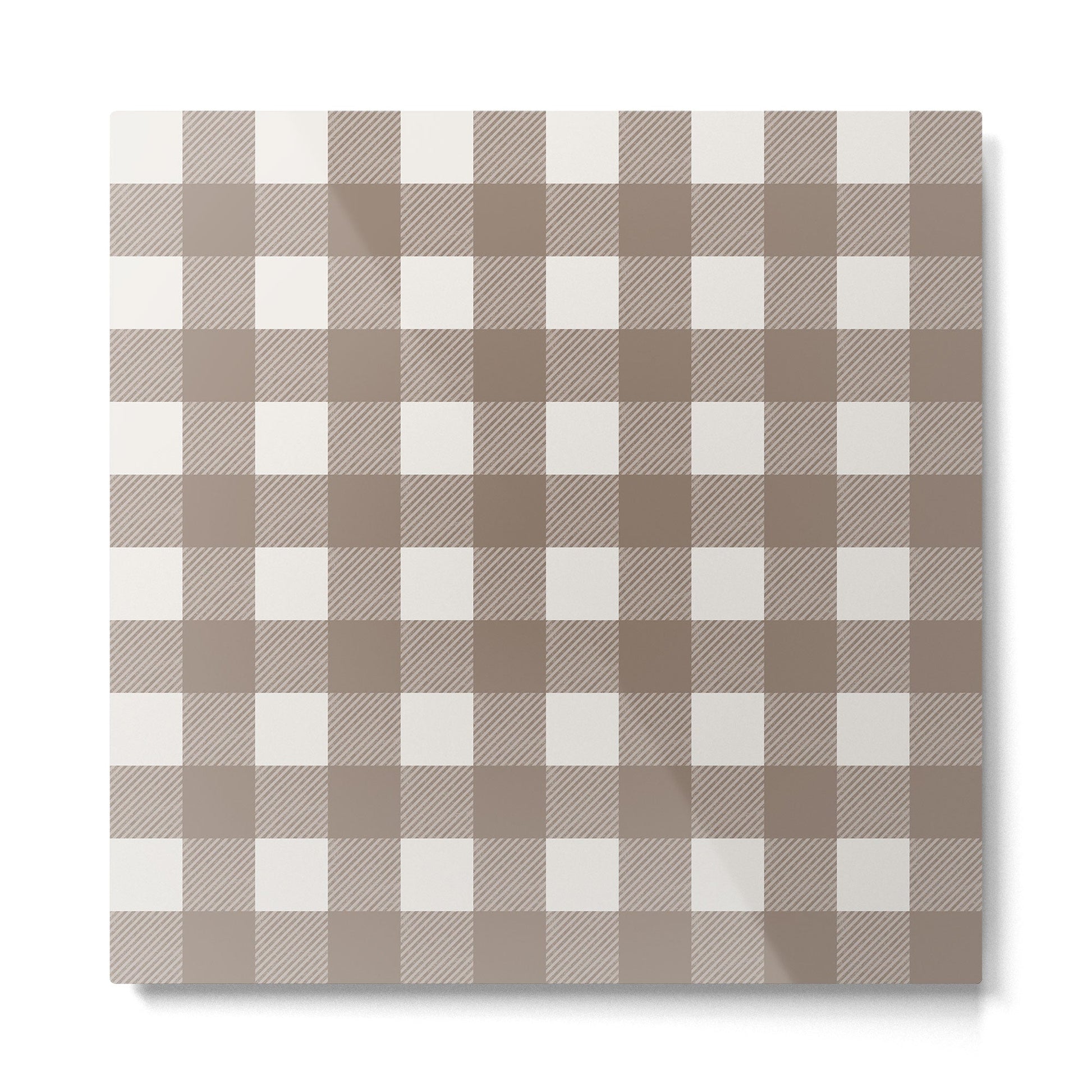 Gingham Cloth / Mocha Checks Metal Print | TeksDecor