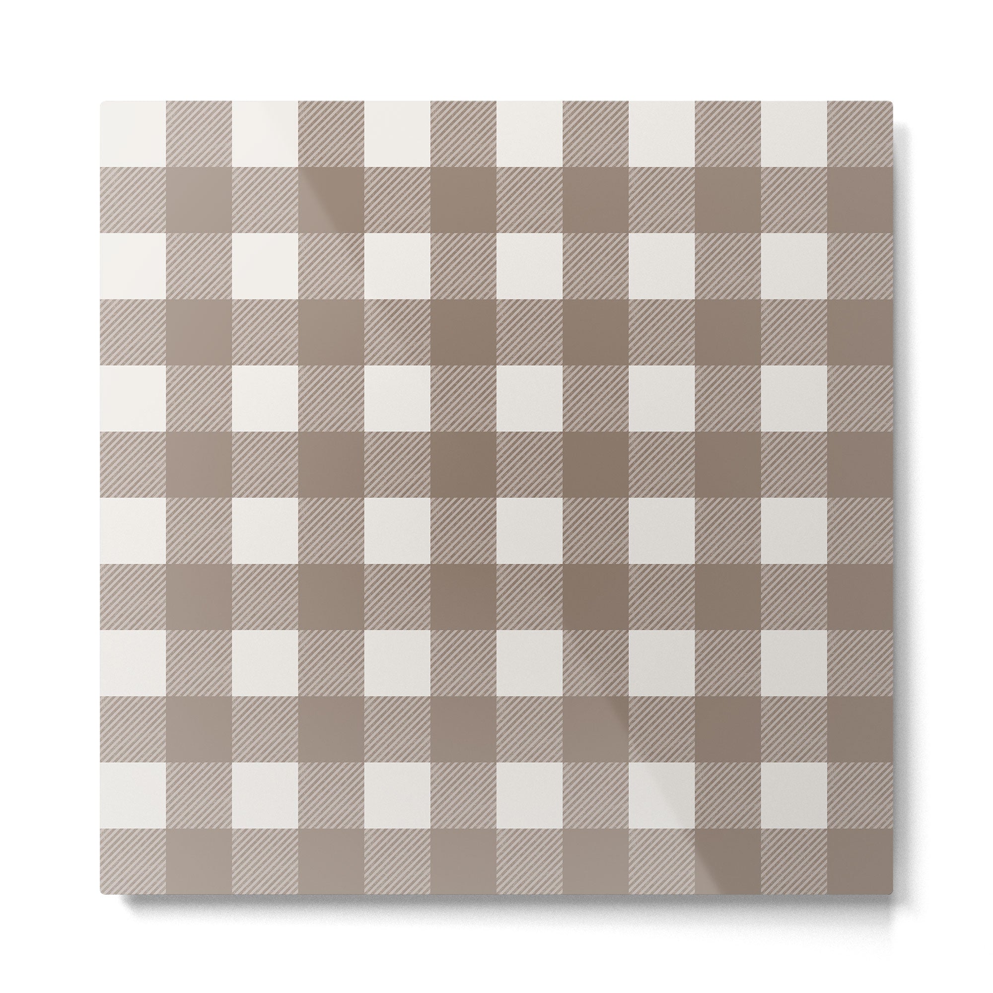 Gingham Cloth / Mocha Checks Metal Print | TeksDecor