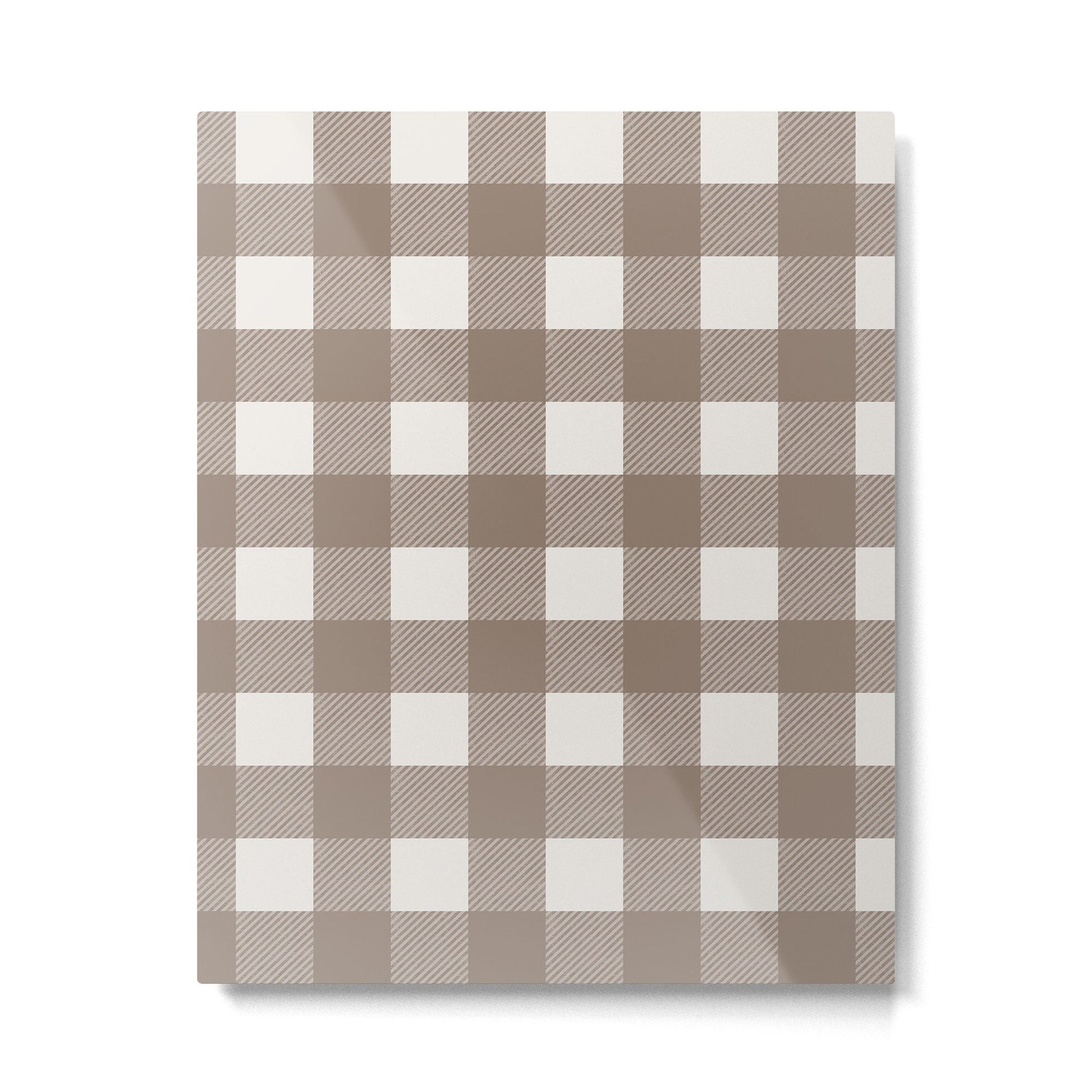 Gingham Cloth / Mocha Checks Metal Print | TeksDecor