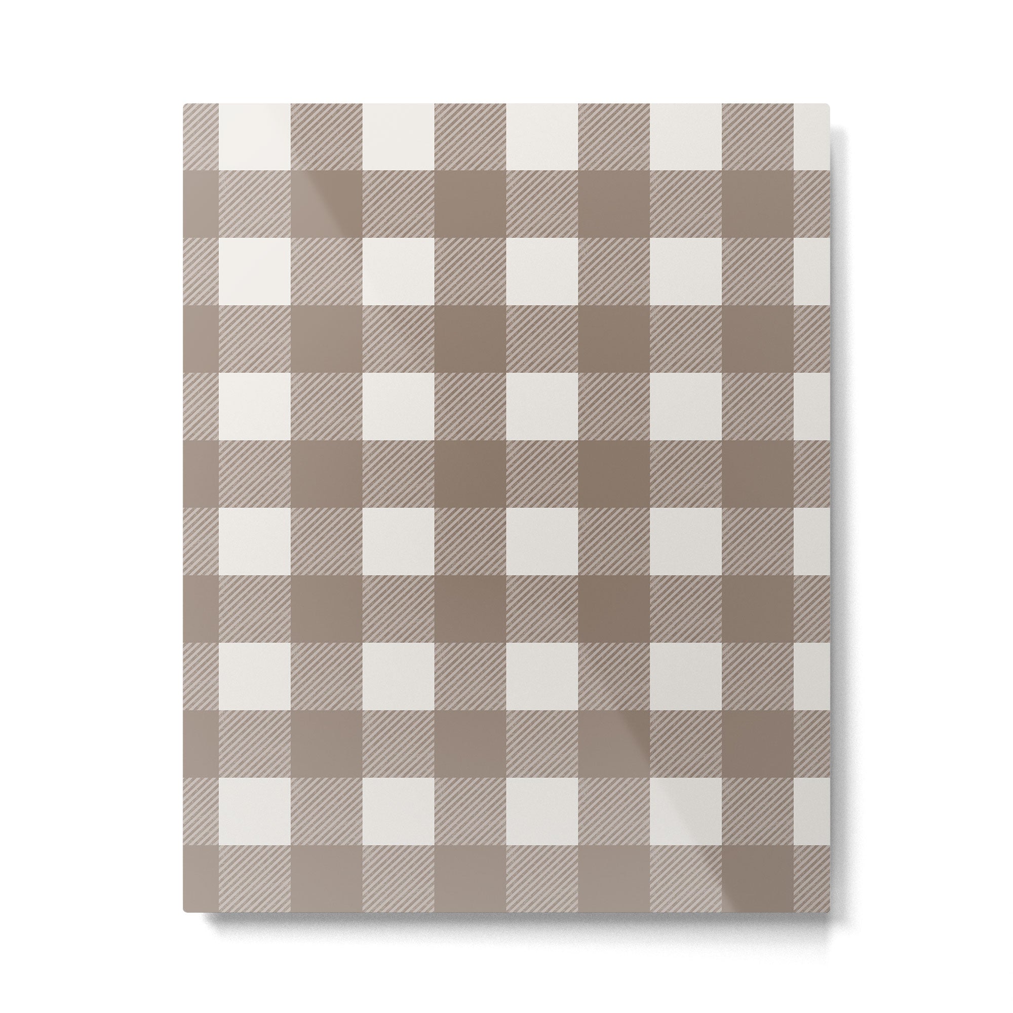 Gingham Cloth / Mocha Checks Metal Print | TeksDecor