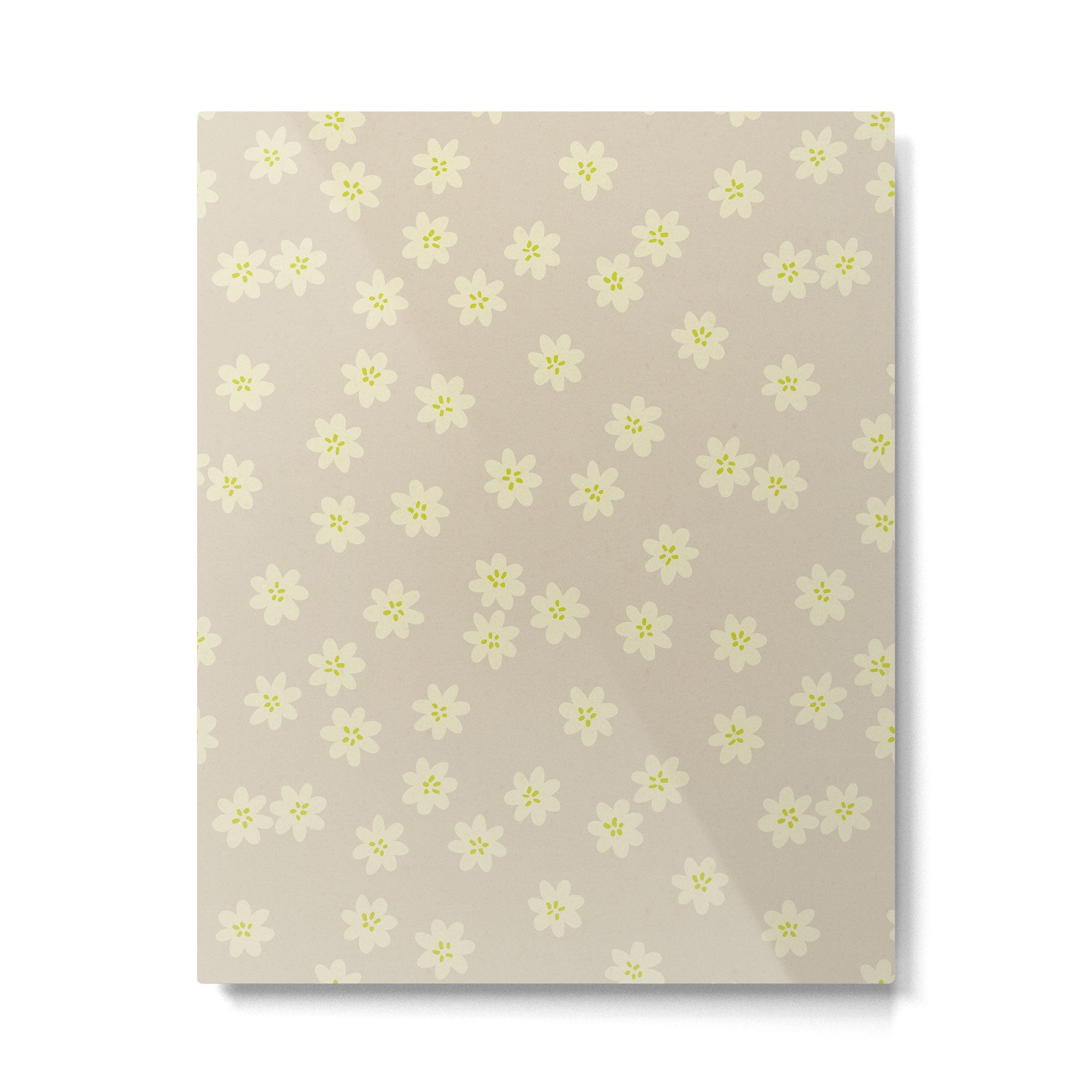 Tiny Flowers / Beige & Lime Metal Print | TeksDecor