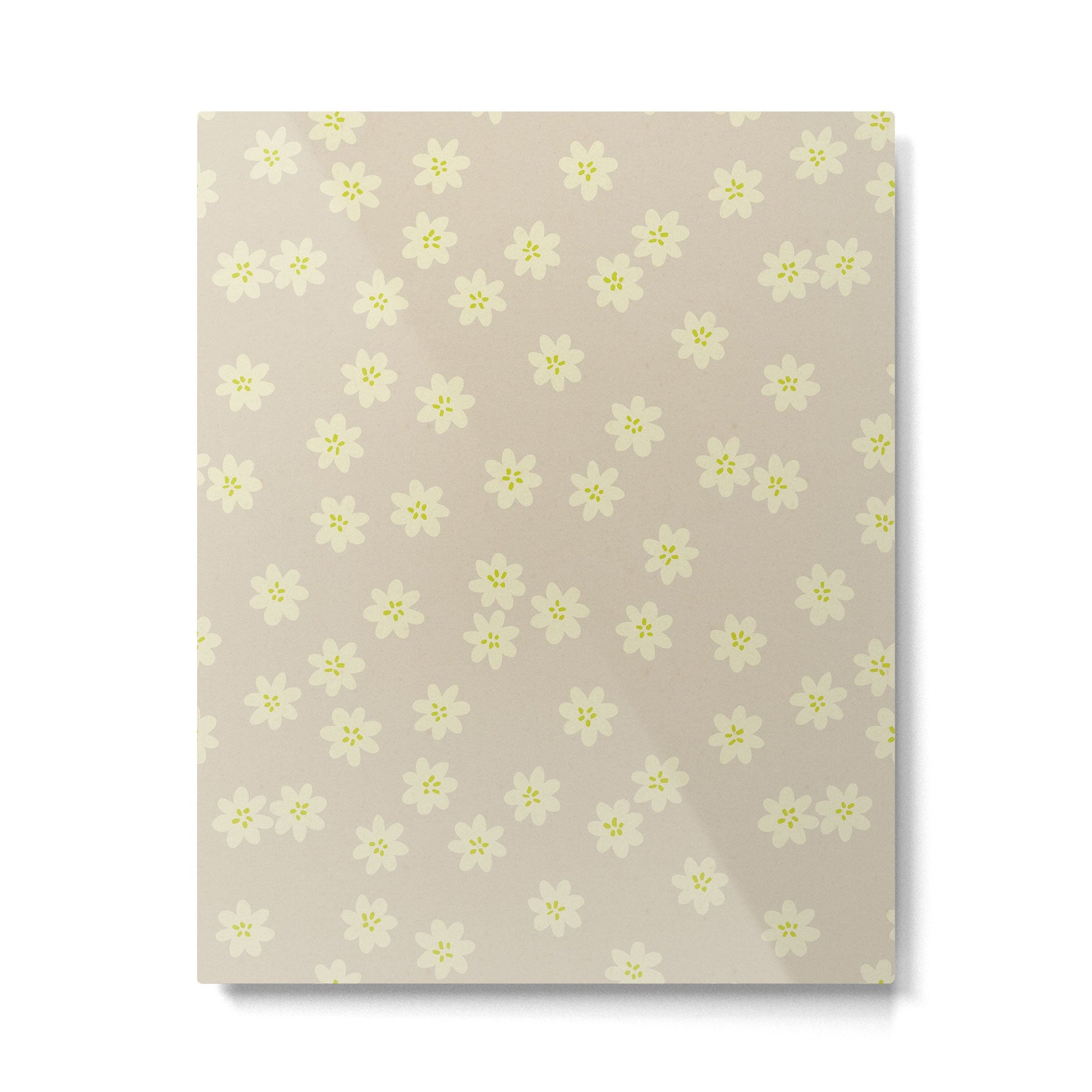 Tiny Flowers / Beige & Lime Metal Print | TeksDecor