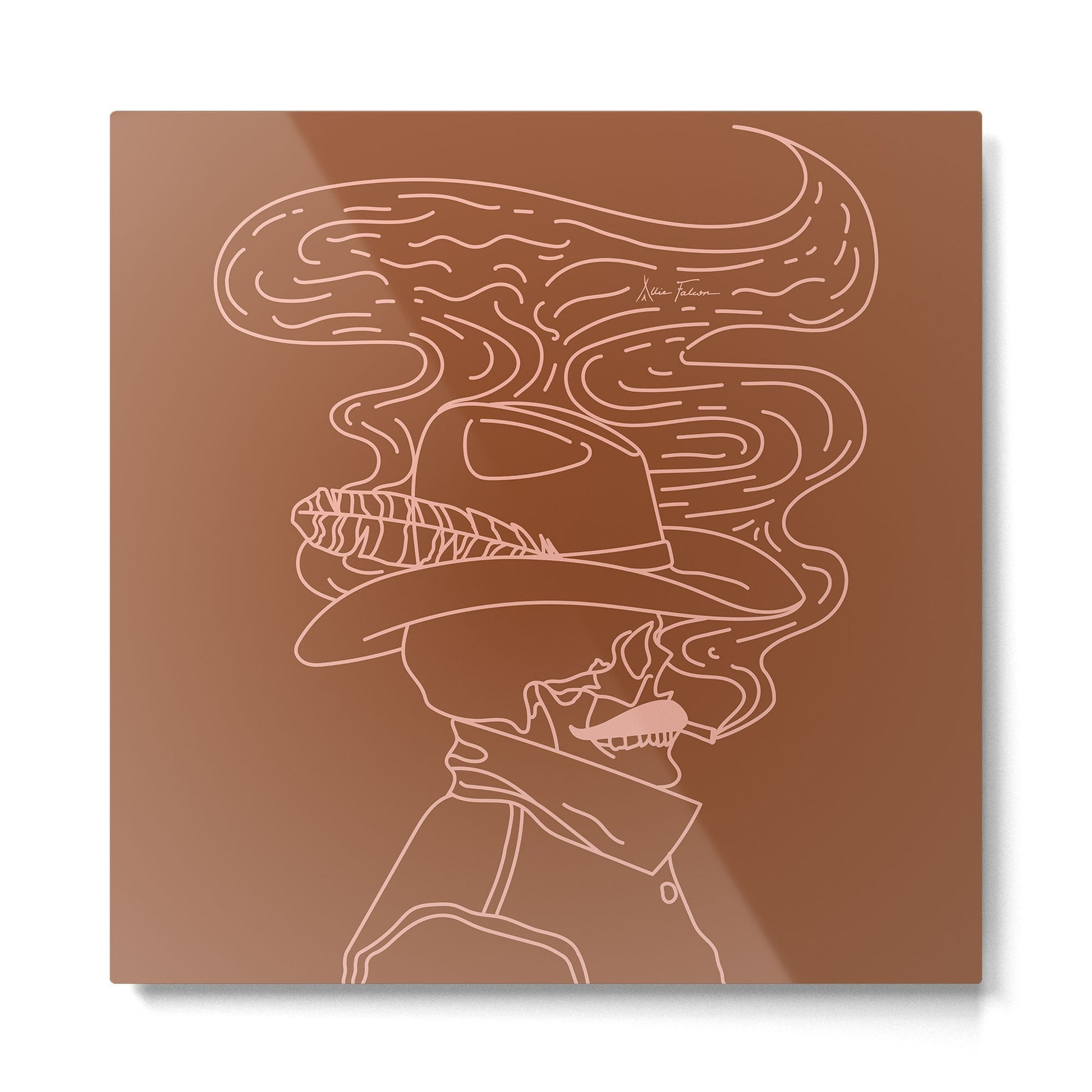 Love or Die Tryin??? - Cowhand - Rust & Peach Metal Print | TeksDecor