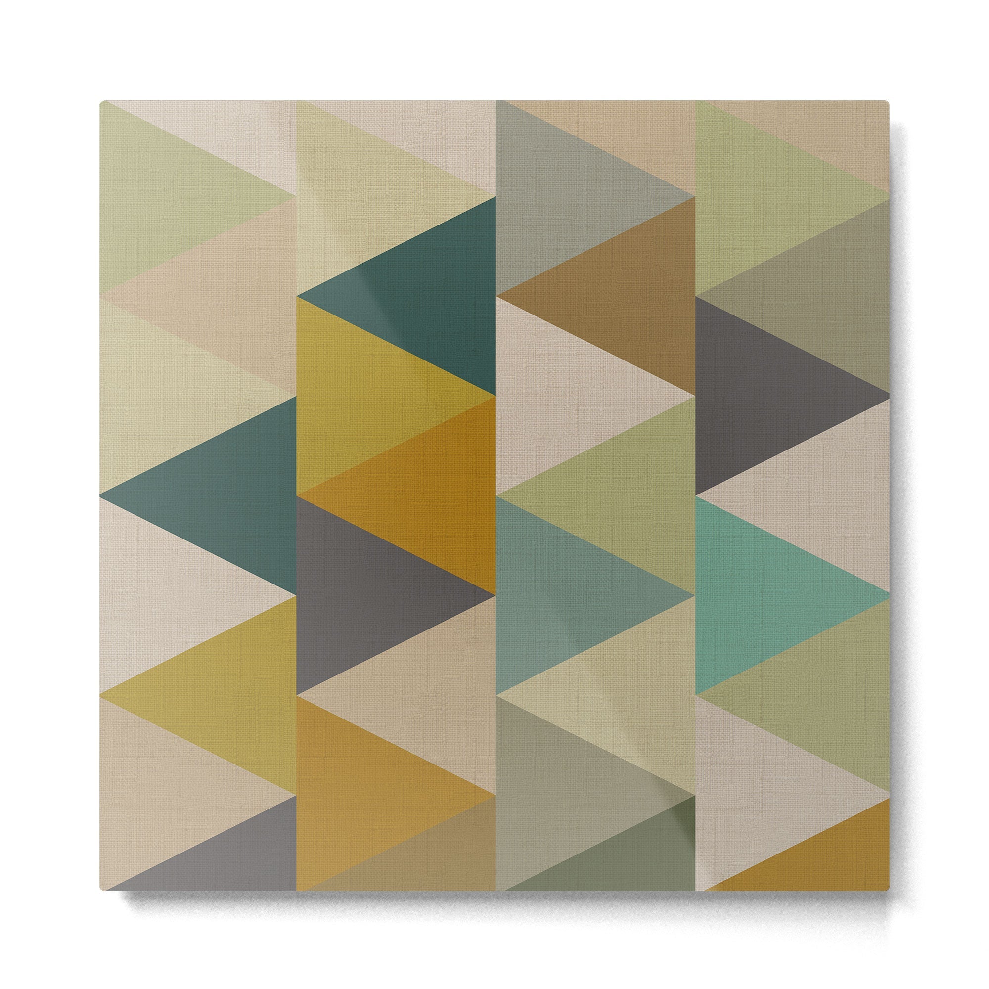 geometric mid century abstract nature green Metal Print | TeksDecor