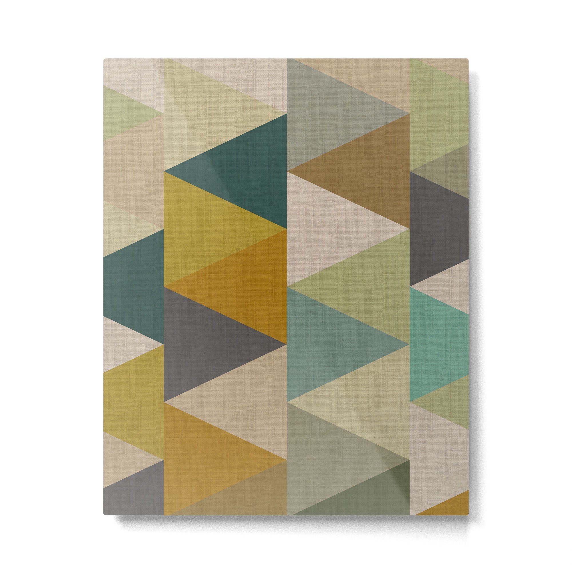 geometric mid century abstract nature green Metal Print | TeksDecor