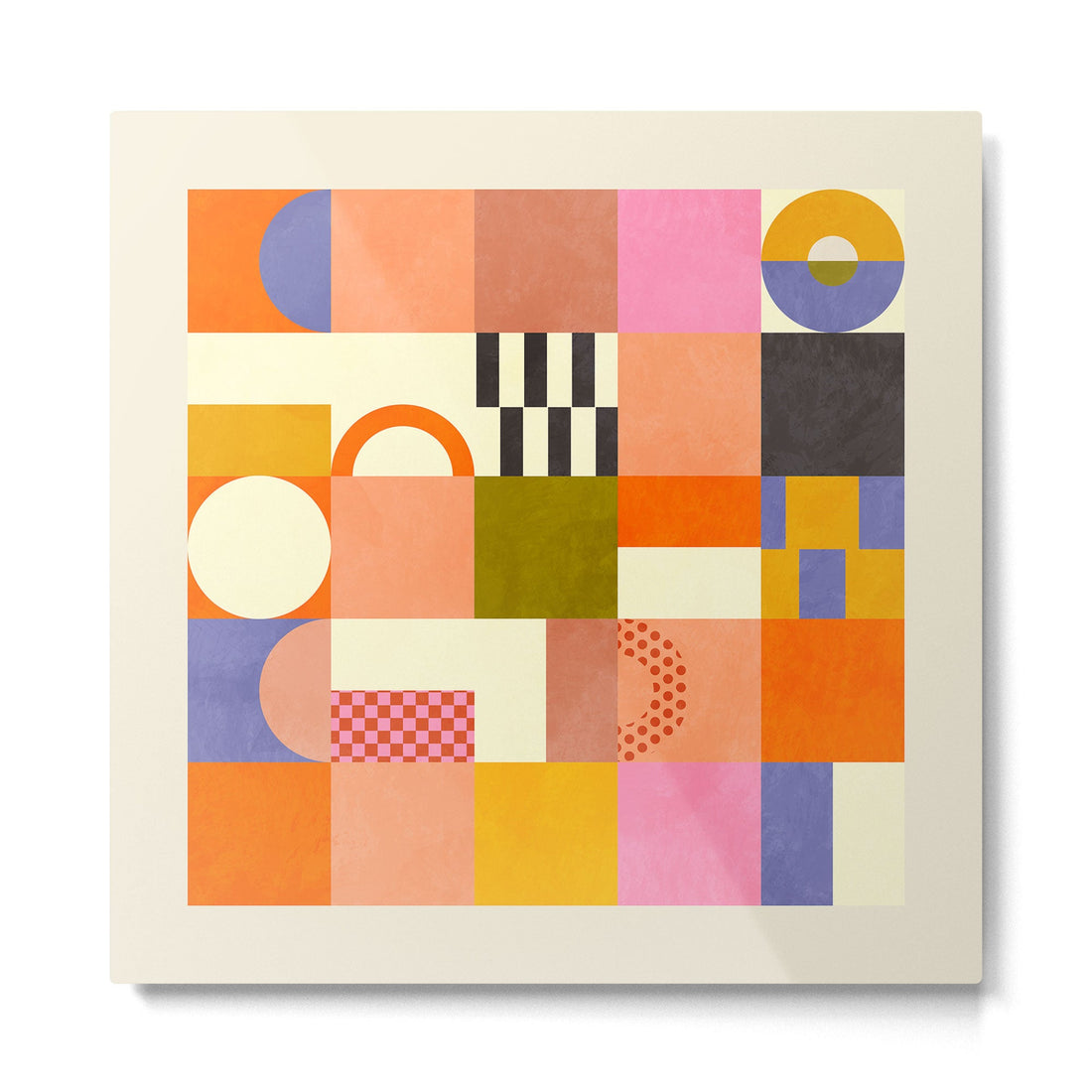 mid century mod shapes checkers Metal Print | TeksDecor