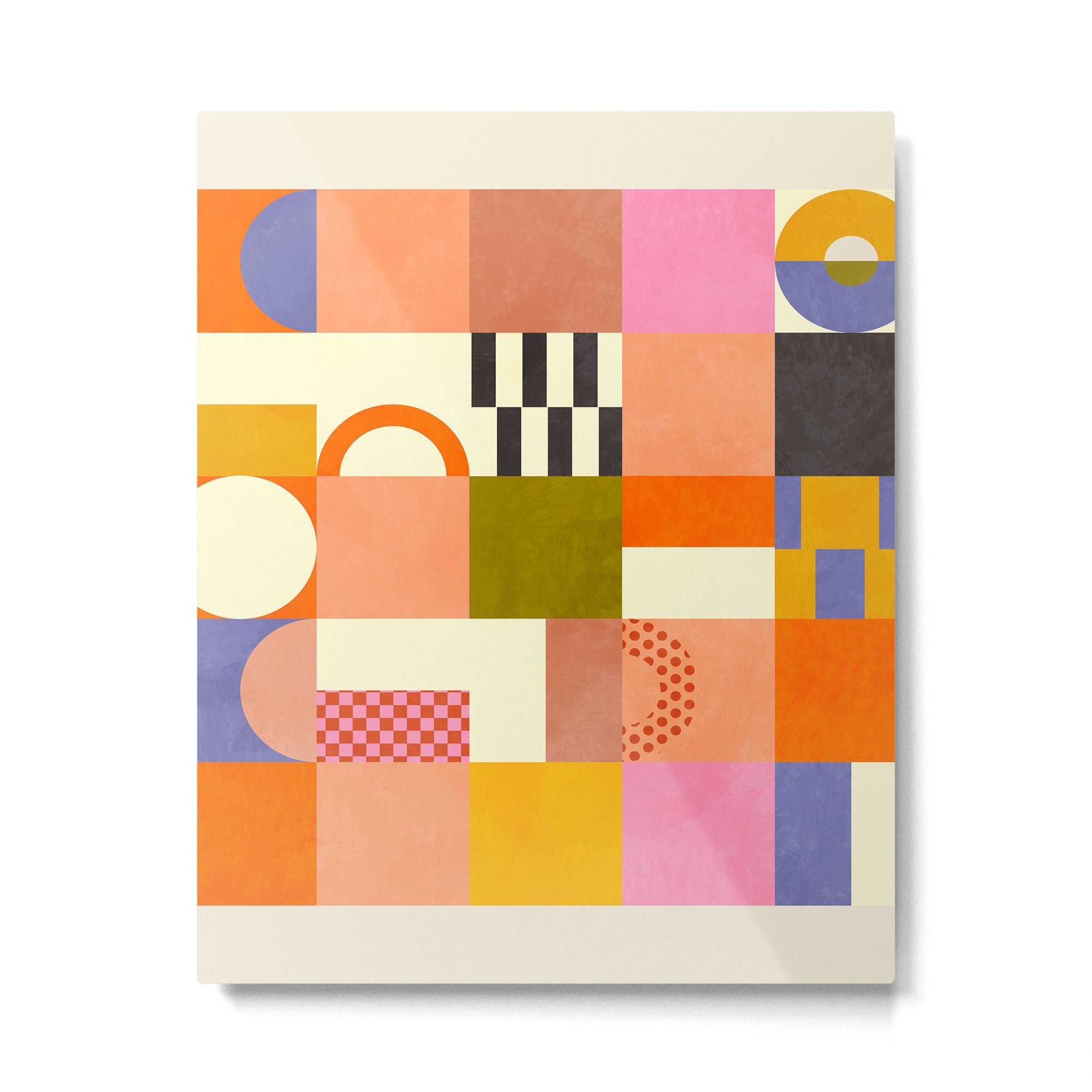 mid century mod shapes checkers Metal Print | TeksDecor