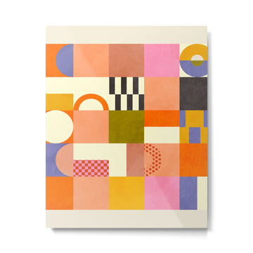 mid century mod shapes checkers Metal Print | TeksDecor