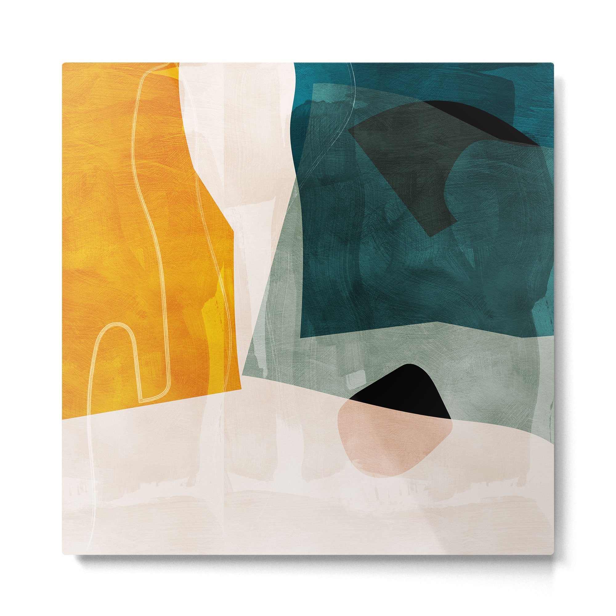 mid century shapes abstract painting 3 Metal Print | TeksDecor