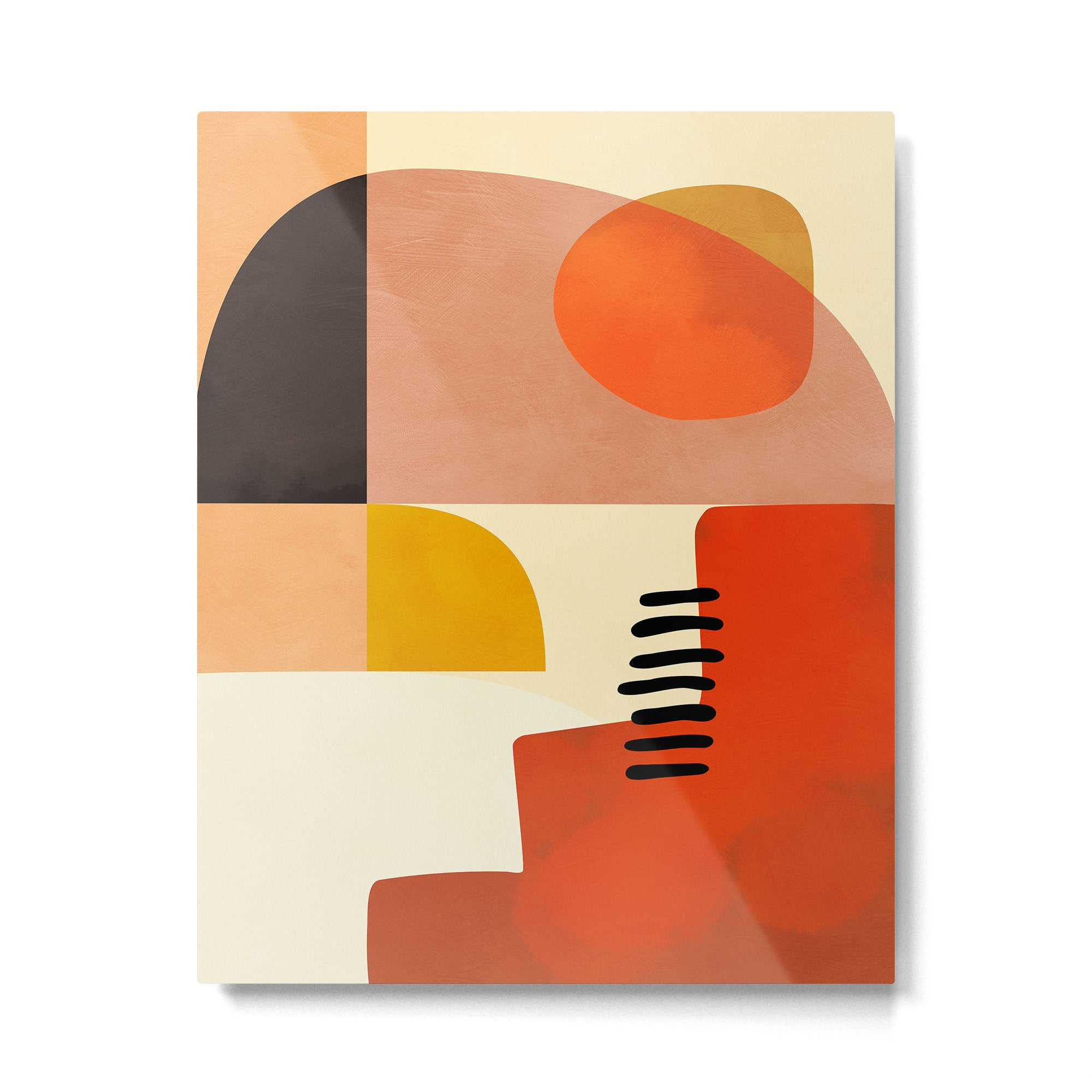 mid century shapes moon Metal Print | TeksDecor