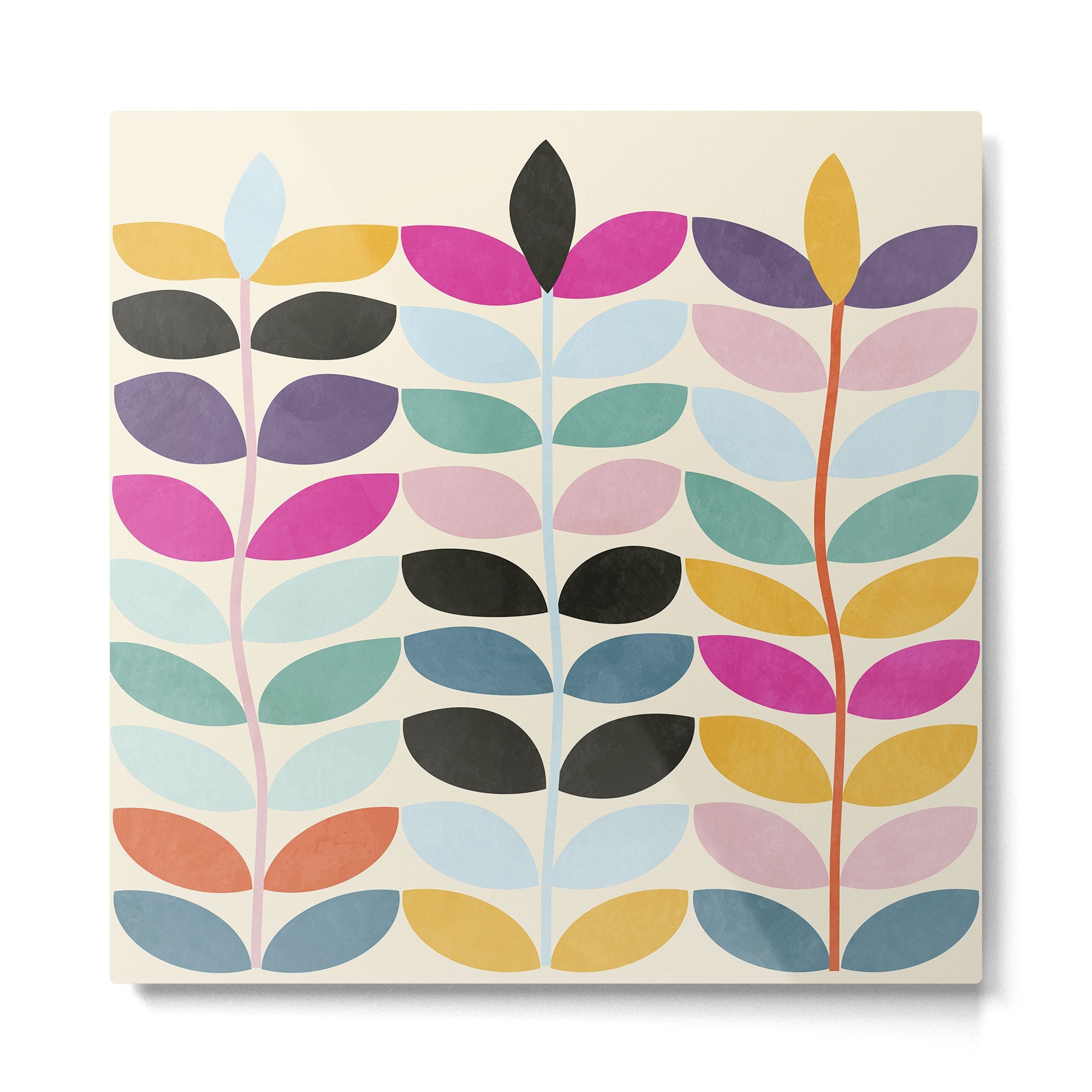 mid modern leaves spring Metal Print | TeksDecor
