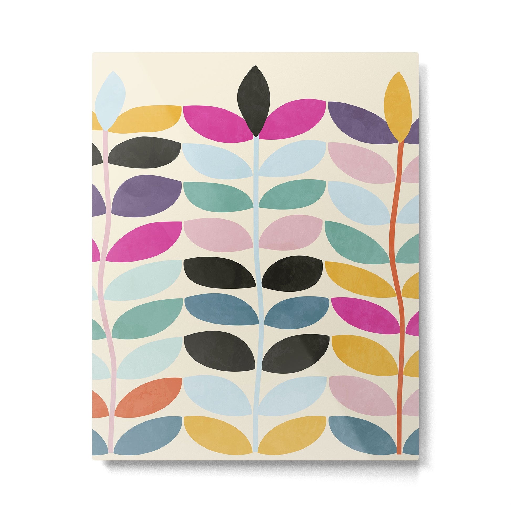 mid modern leaves spring Metal Print | TeksDecor