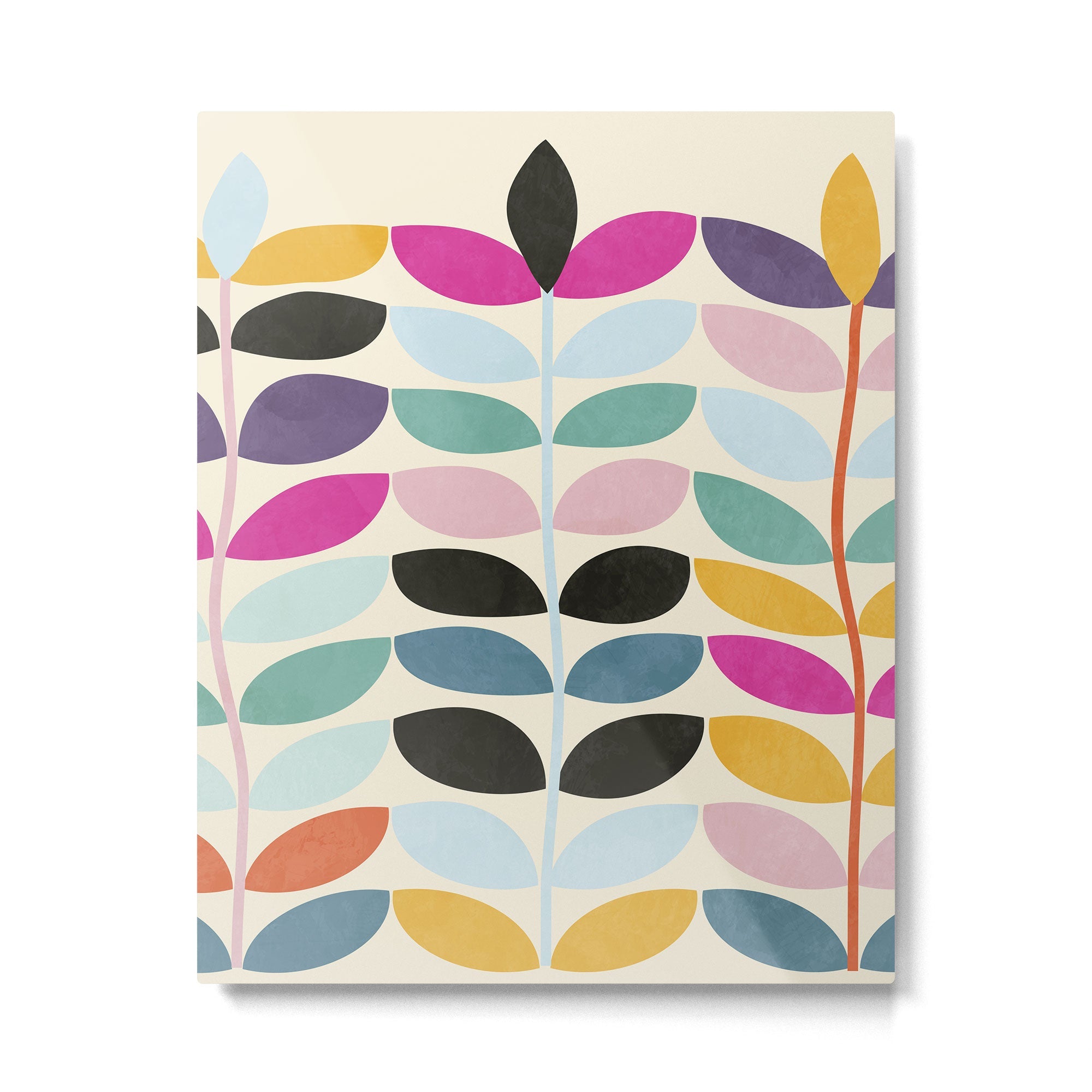 mid modern leaves spring Metal Print | TeksDecor