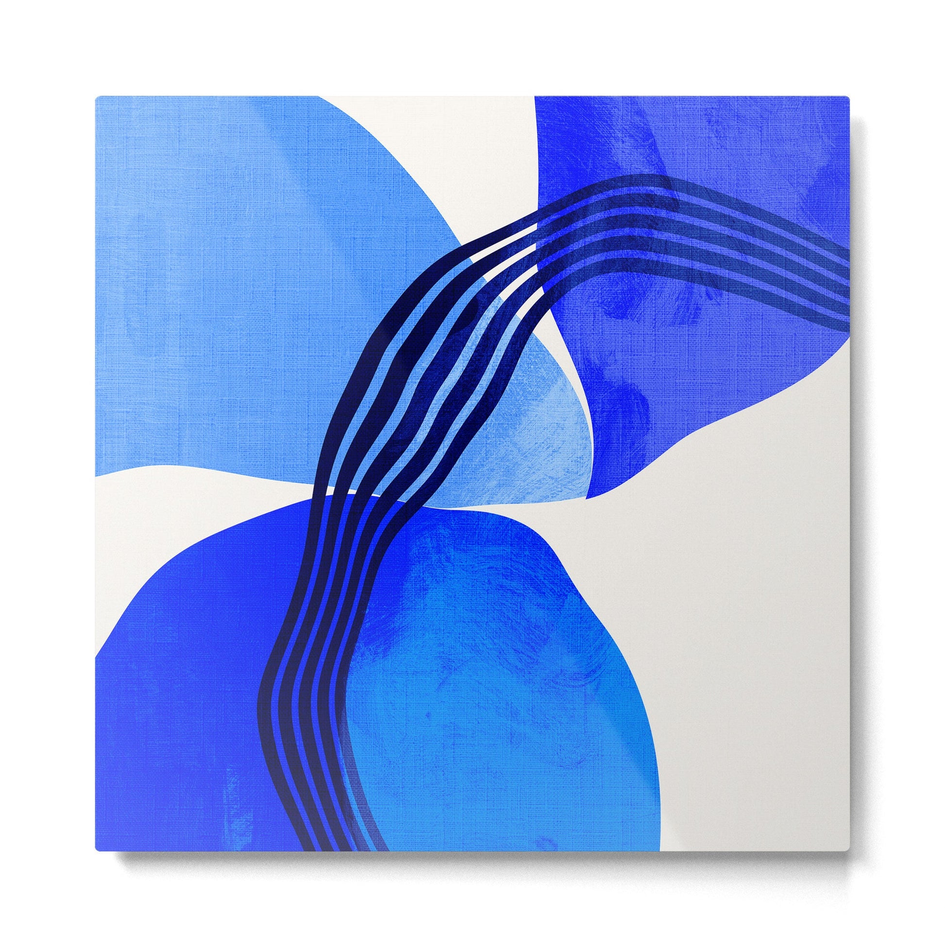 minimal mid century mod organic shapes blue Metal Print | TeksDecor