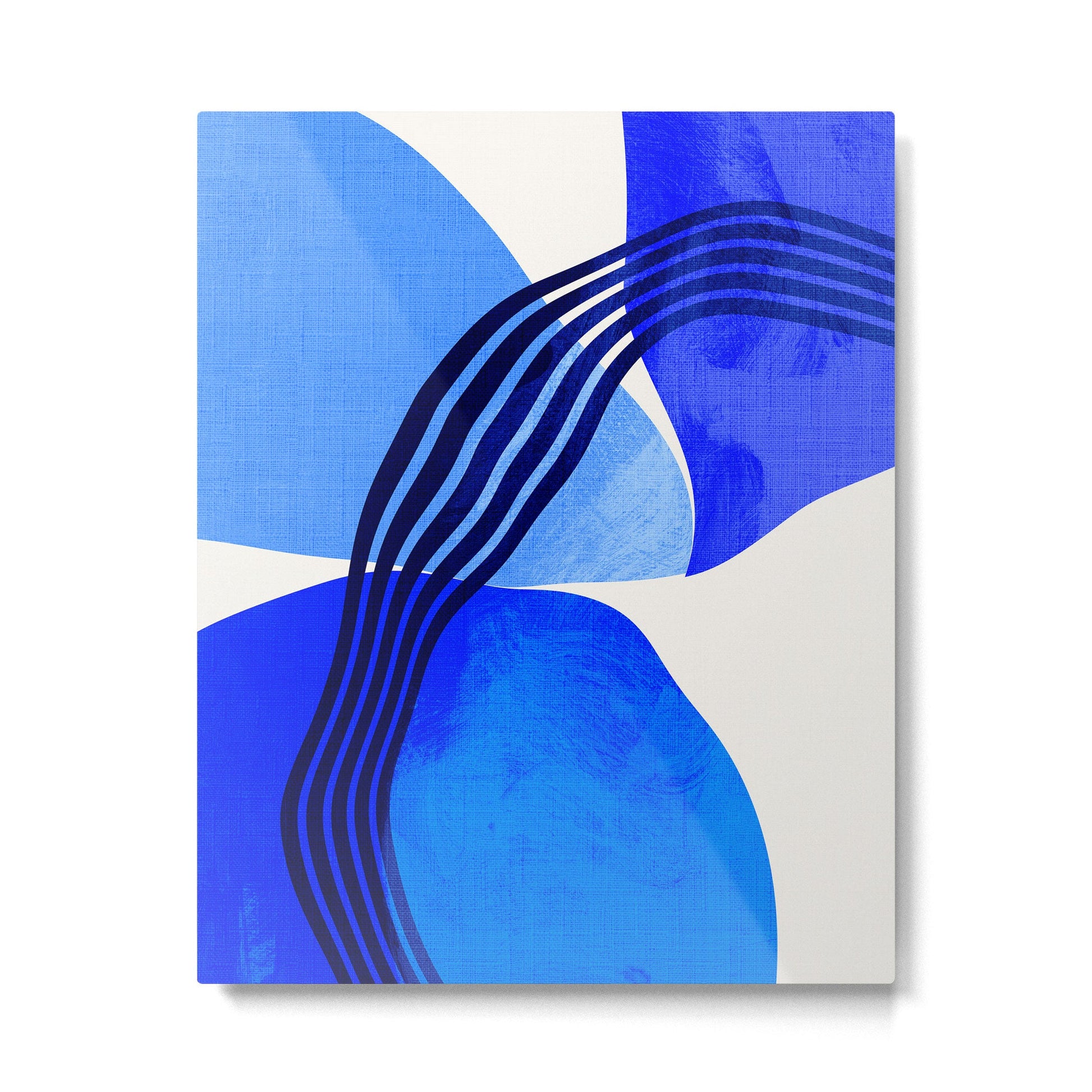 minimal mid century mod organic shapes blue Metal Print | TeksDecor