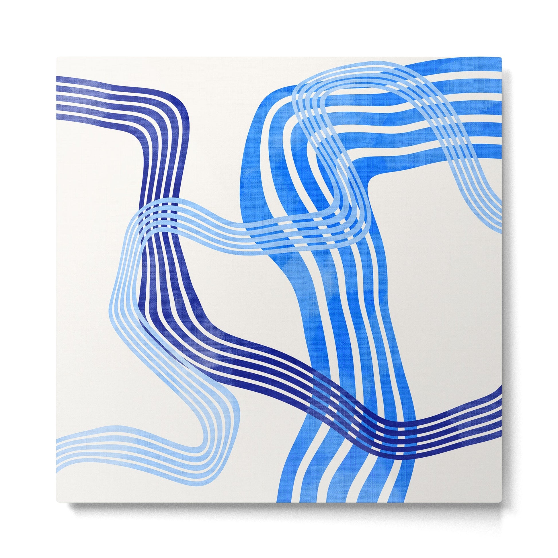 minimal organic waves blue Metal Print | TeksDecor