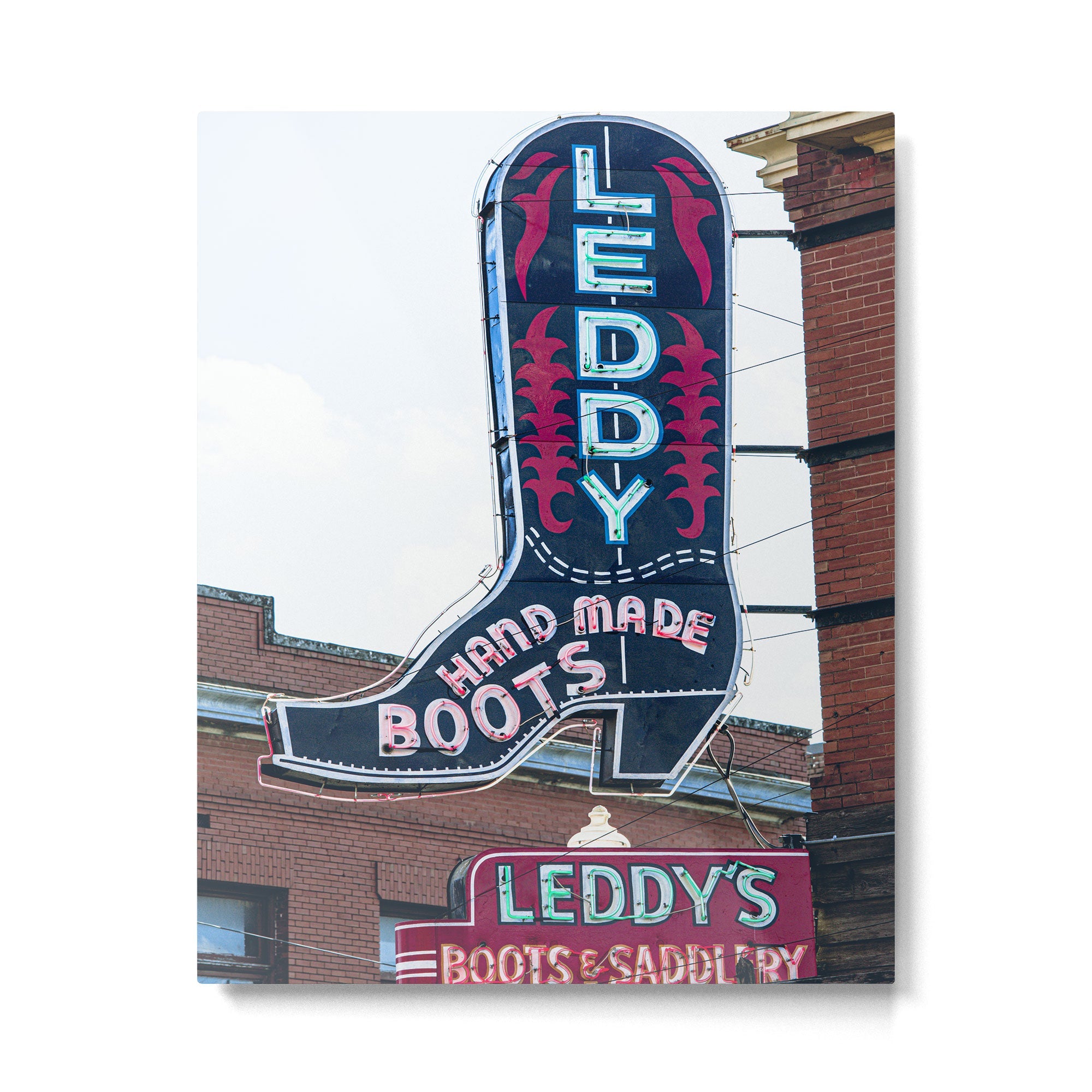 Leddy Boots Fort Worth Texas Stockyards Metal Print | TeksDecor
