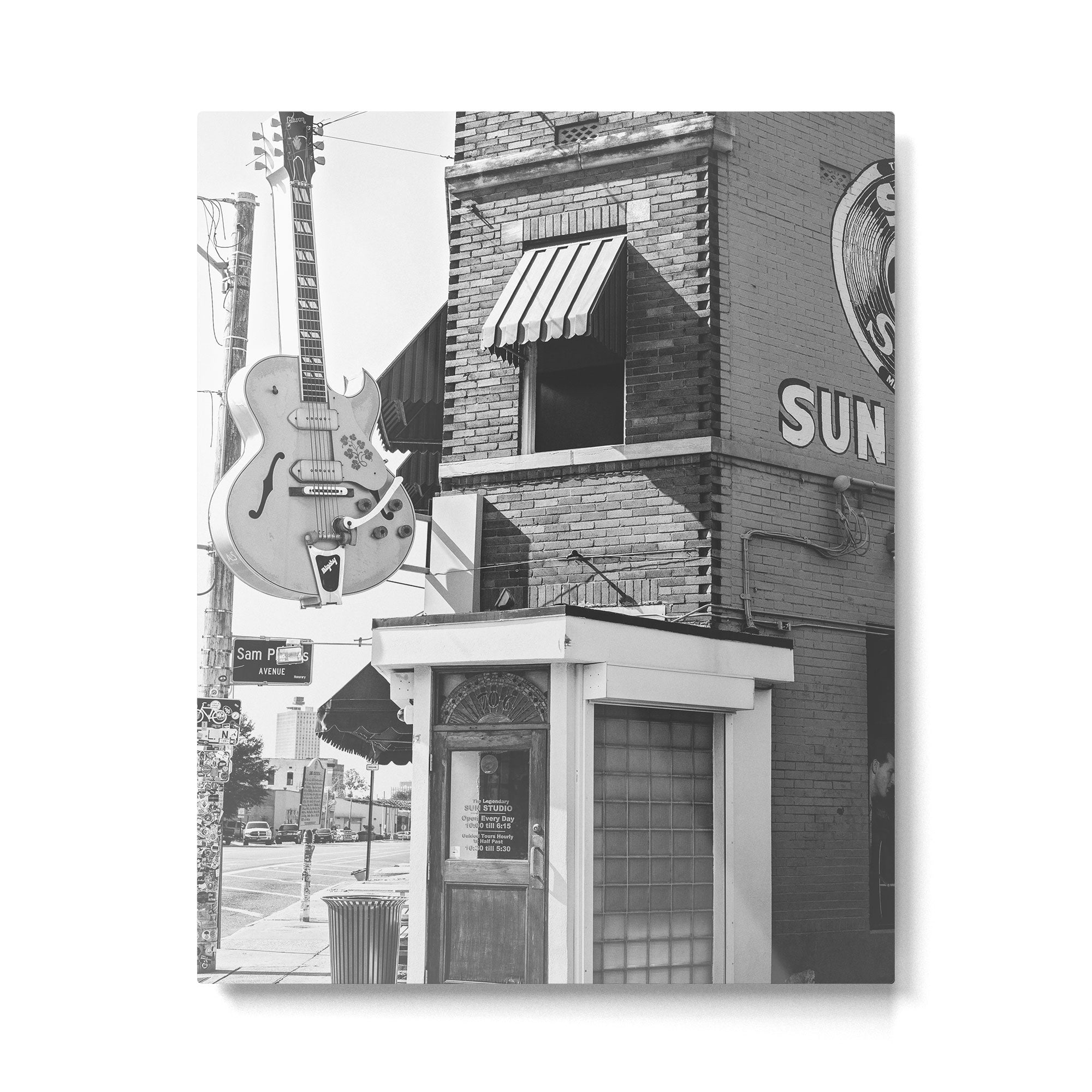 Sun Studio Memphis Tennessee Black and White Photography Metal Print | TeksDecor