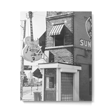 Sun Studio Memphis Tennessee Black and White Photography Metal Print | TeksDecor