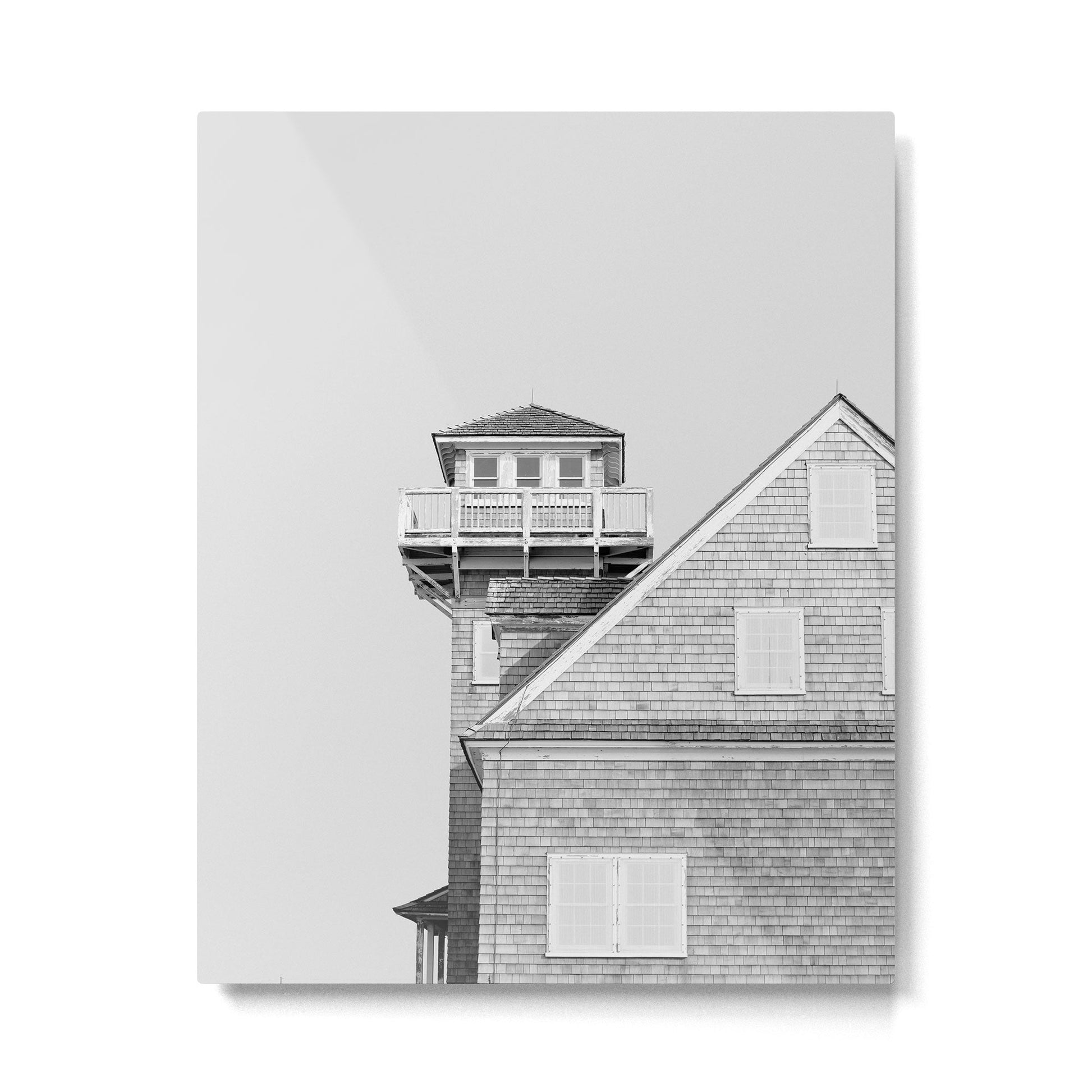 The Beach House (Black and White) X Outer Banks Photography Metal Print | TeksDecor