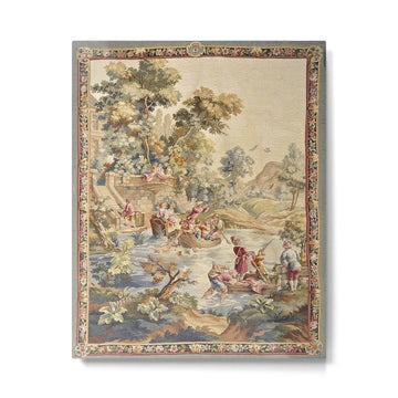 Antique Aubusson Louis XV French Tapestry Metal Print | TeksDecor
