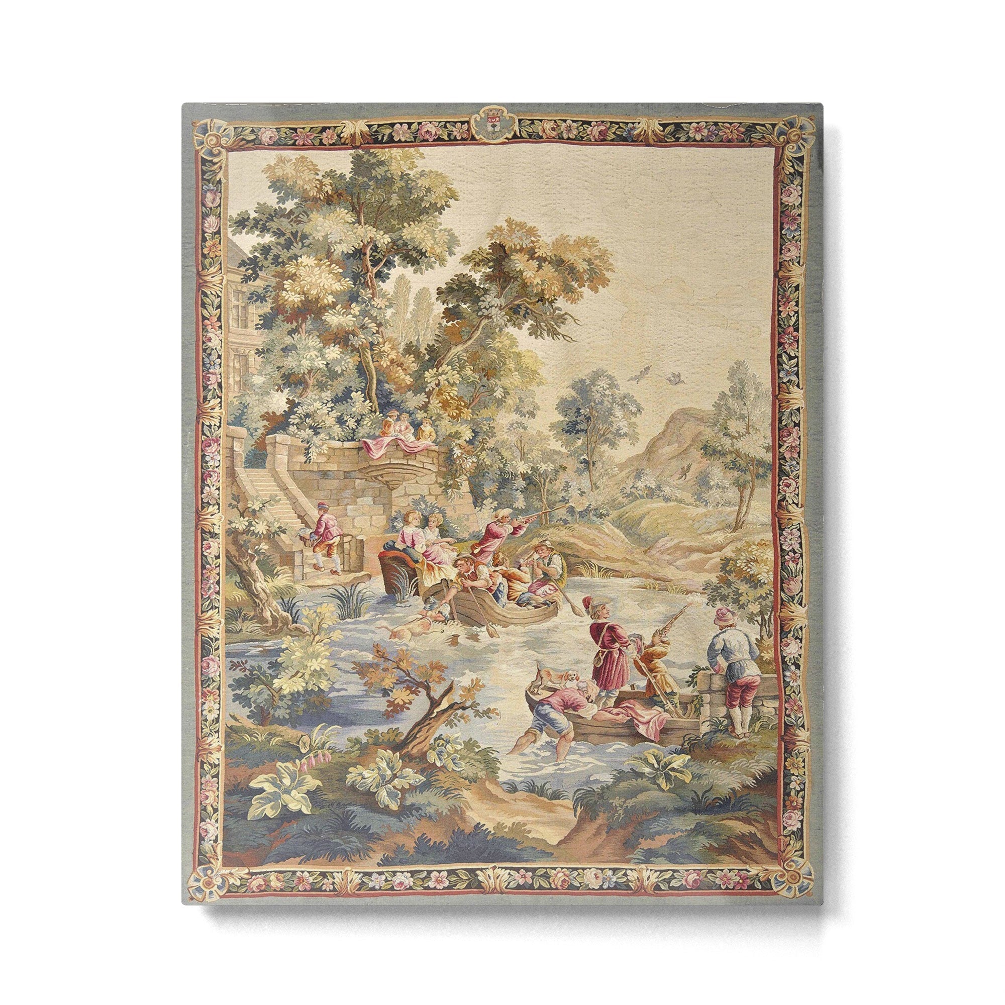 Antique Aubusson Louis XV French Tapestry Metal Print | TeksDecor
