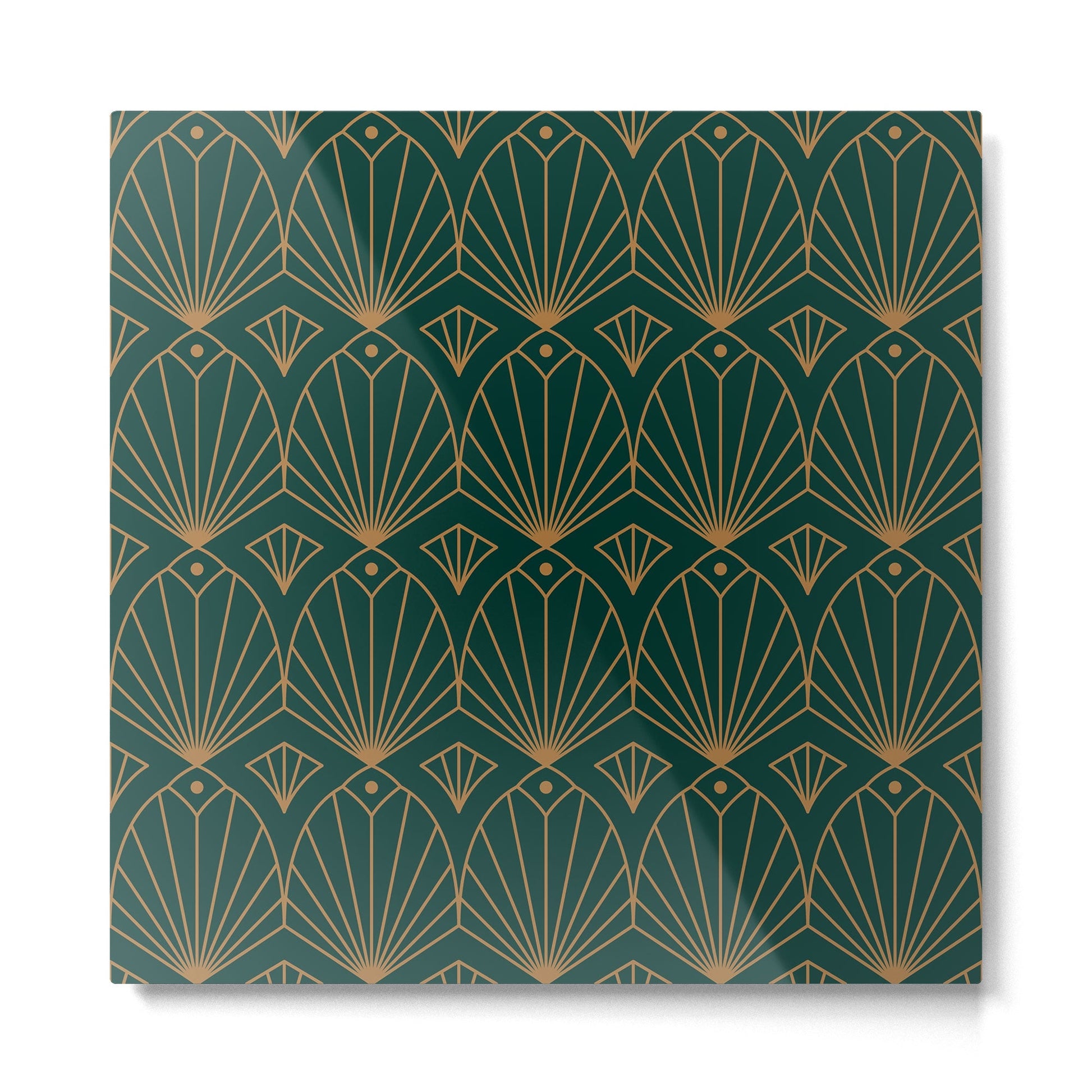 Art Deco Emerald Green & Gold Pattern Metal Print | TeksDecor