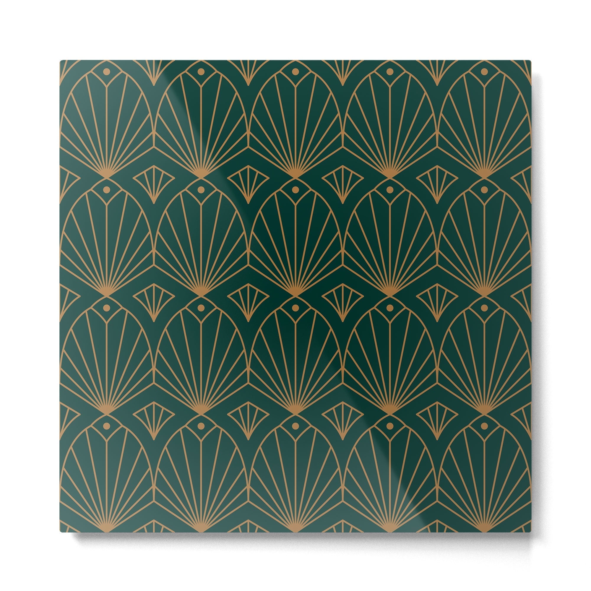 Art Deco Emerald Green & Gold Pattern Metal Print | TeksDecor