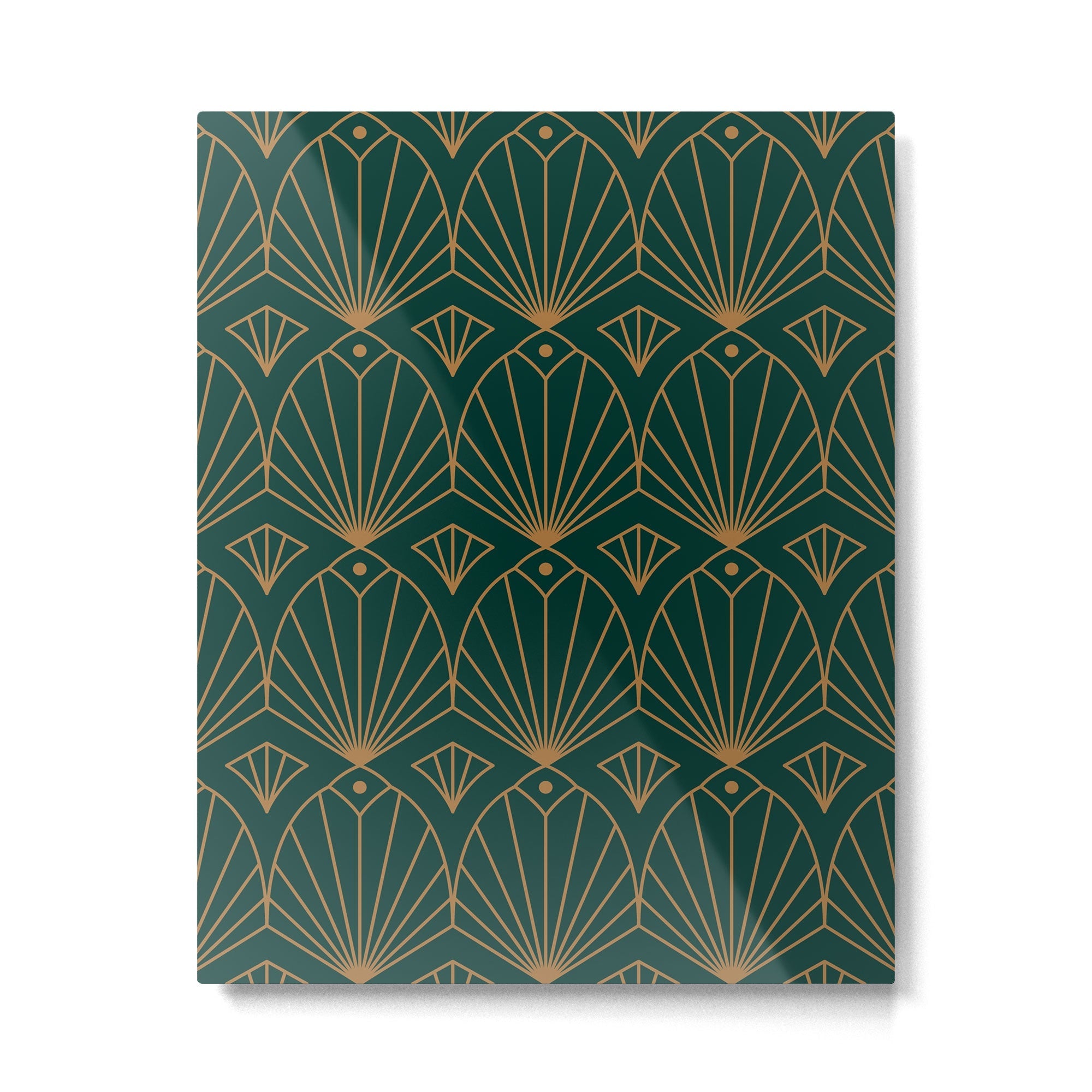 Art Deco Emerald Green & Gold Pattern Metal Print | TeksDecor